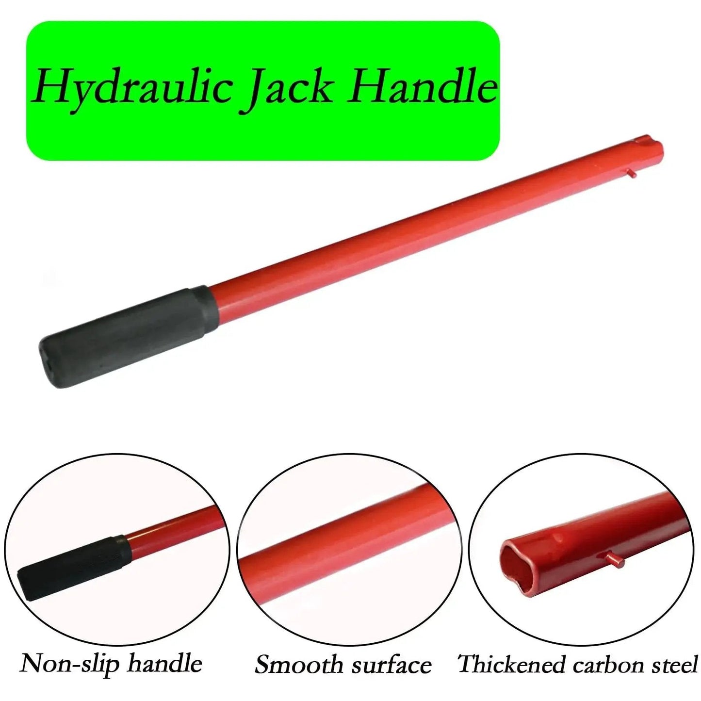 2 Ton Horizontal Hydraulic Jack Handle Replacement Kit For Automotive Car Red, 14.6in carbon steel with non-slip grip