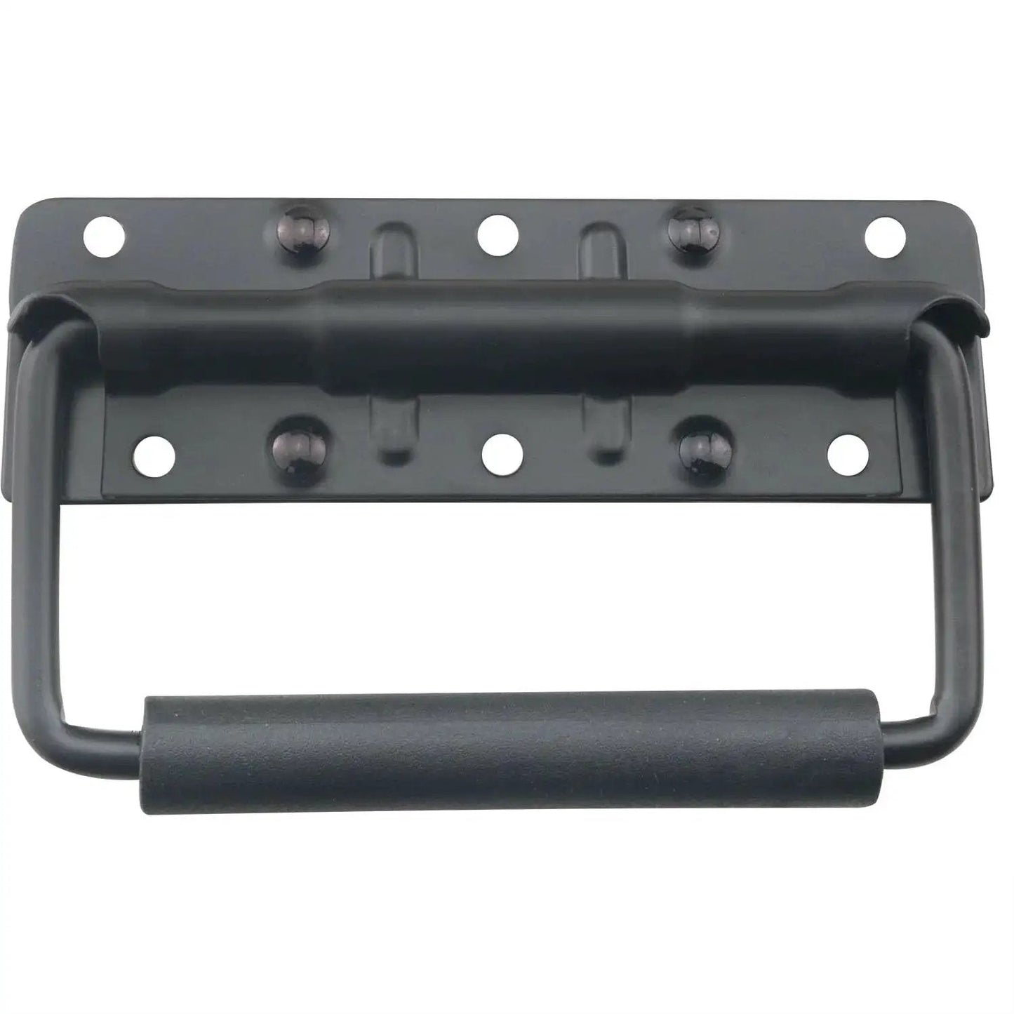 Heavy Duty Folding Spring Handle 125x81mm Black Steel Case Handle For Props Boxes And Tool Boxes 2 Pack Rubberized Grip