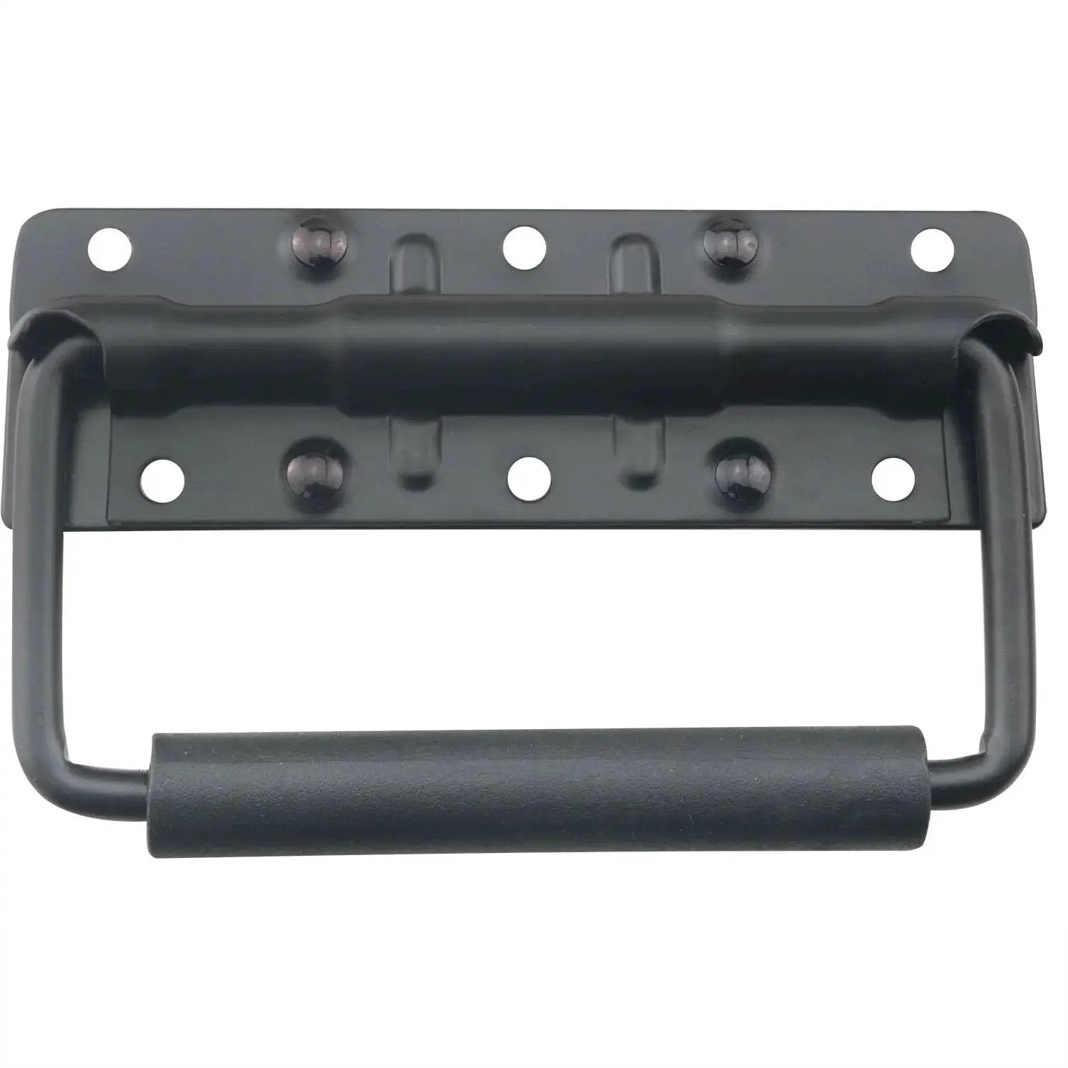 Heavy Duty Folding Spring Handle 125x81mm Black Steel Case Handle For Props Boxes And Tool Boxes 2 Pack Rubberized Grip