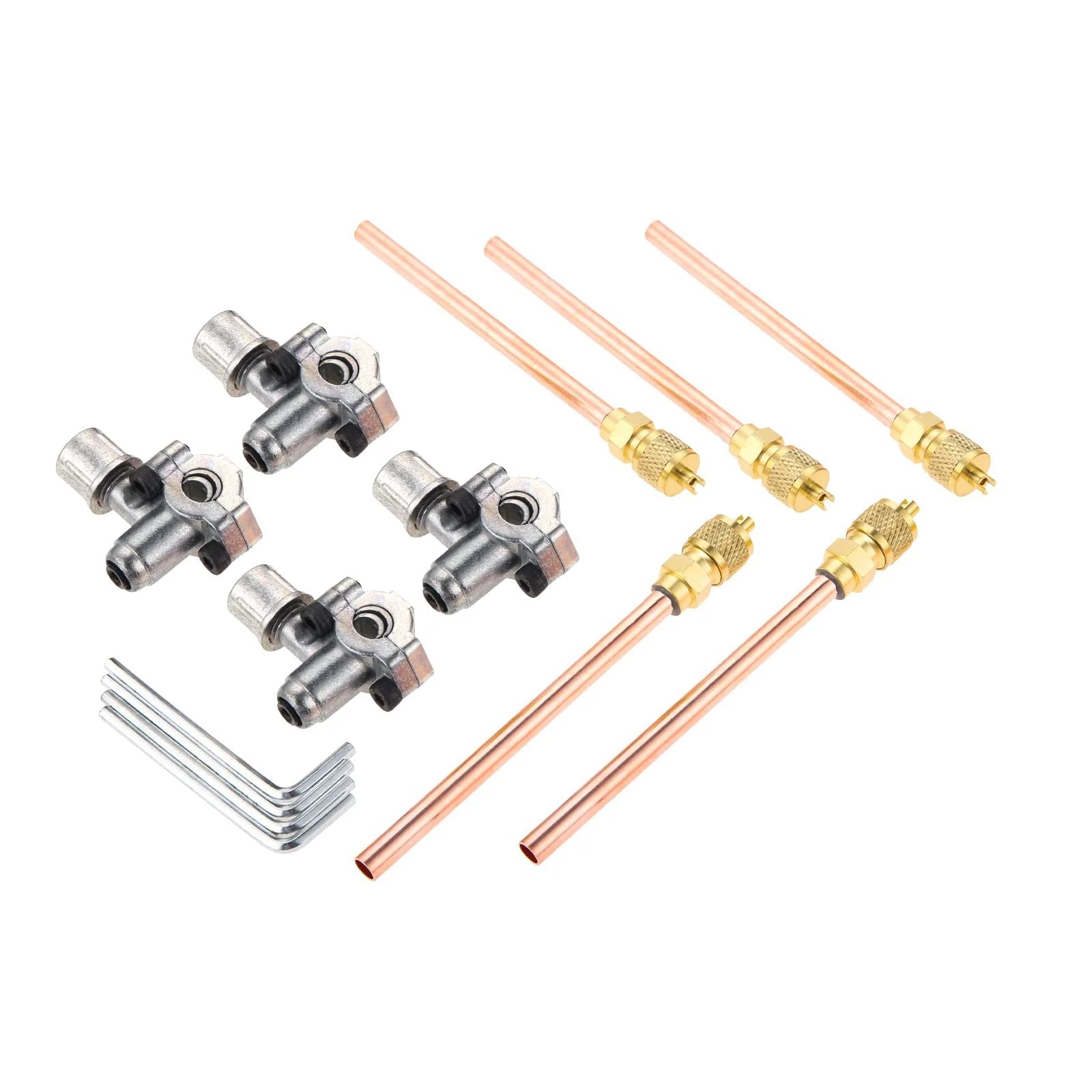 Bullet Piercing Tap Valve Kit 4 Pack For Refrigerator Tubing 1/4 In SAE To 1/4 In OD with hex keys and adapters