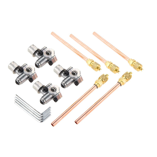 Bullet Piercing Tap Valve Kit 4 Pack For Refrigerator Tubing 1/4 In SAE To 1/4 In OD with hex keys and adapters