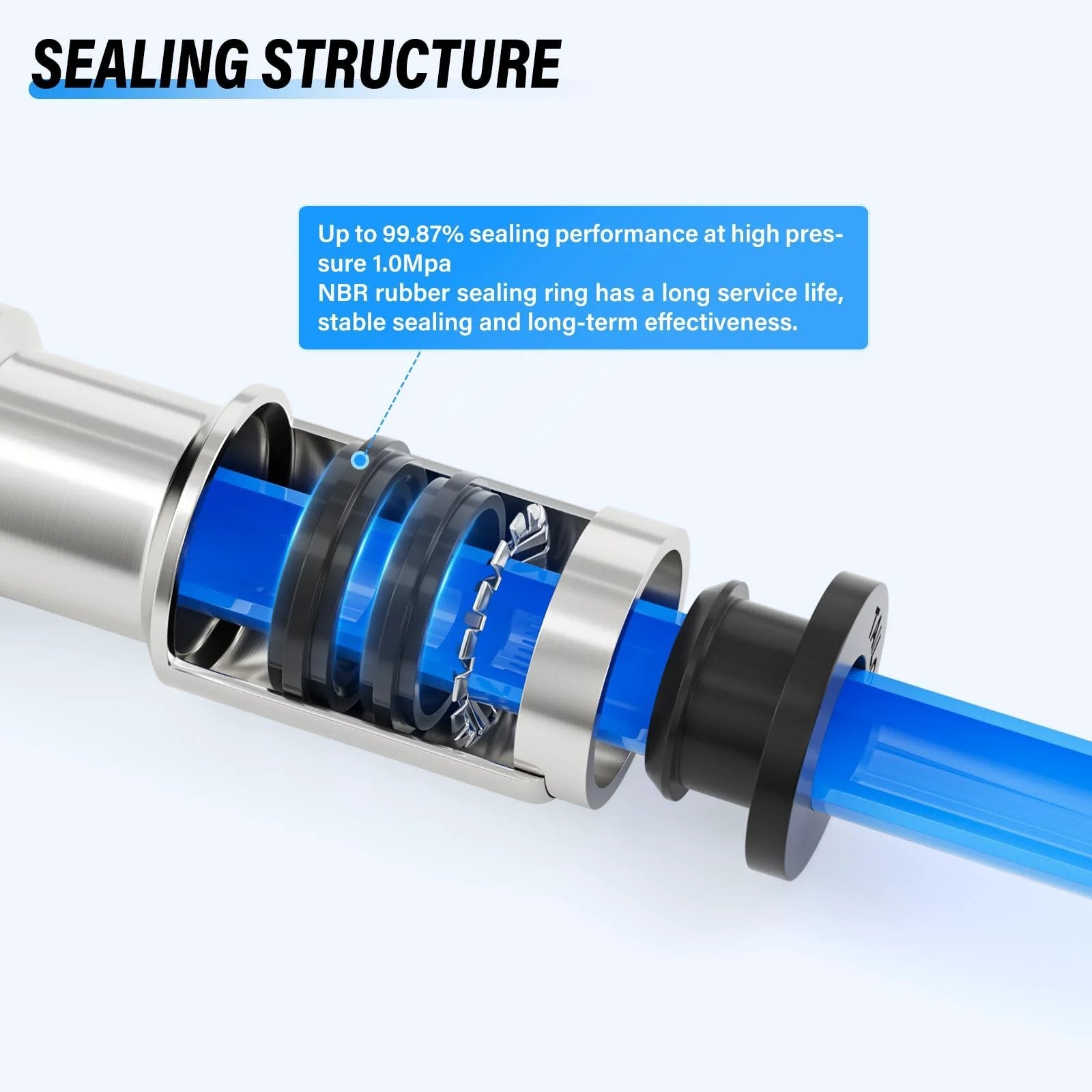 Close-up of Heavy Duty Pneumatic Quarter Inch Nickel Plated Copper Quick Plug One Way Check Valve sealing structure