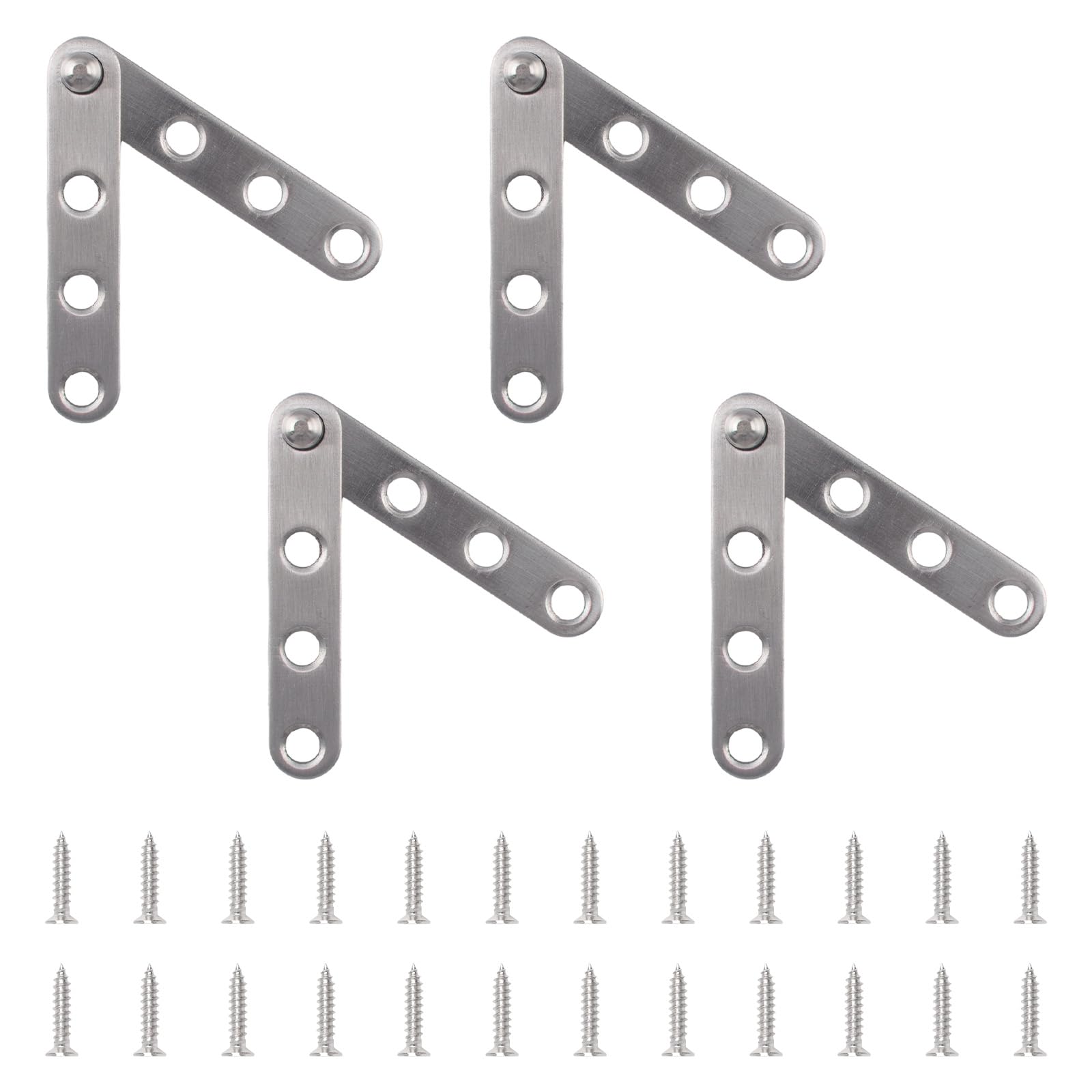 4 Pack 360 Degree Adjustable Pivot Hinges For Cabinets Doors Windows And Bookcases Rotatable Stainless Steel Hidden Knife Hinges Silver Finish For Quiet Smooth Operation Replacement Hardware Easy Install No Squeak