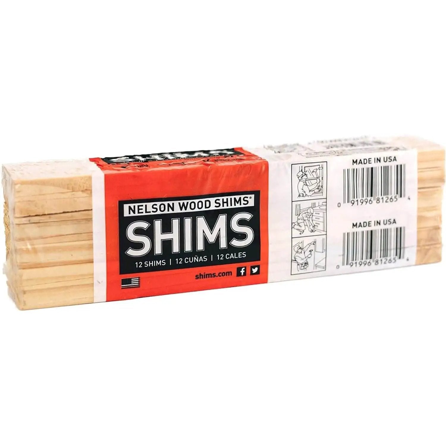 Pack of 12 Nelson Wood Shims, 8-inch kiln-dried natural wood, ideal for leveling doors, cabinets, and appliances. Must Have 8 Inch Wood Shims For DIYers Leveling Doors Cabinets Appliances Floors And More 12 Shims Total Kiln Dried Natural Wood Nelson Brand Trusted By DIYers For Quick Fixes And Perfect Alignment.