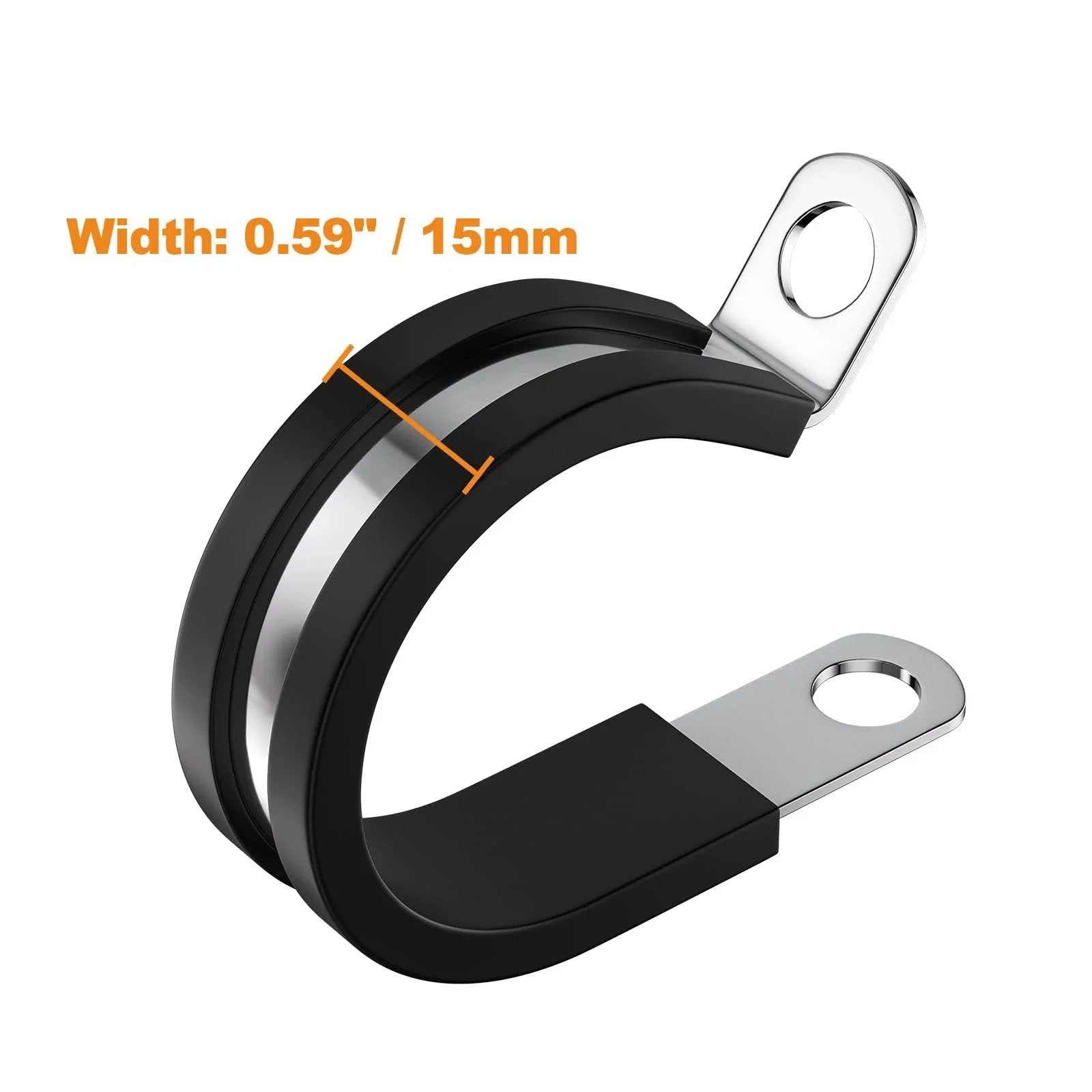 50 Pack Half Inch Cable Clamps 304 Stainless Steel Insulated Hose Clamp Pipe Clamp Wire Clamp with Rubber Cushioned Grip