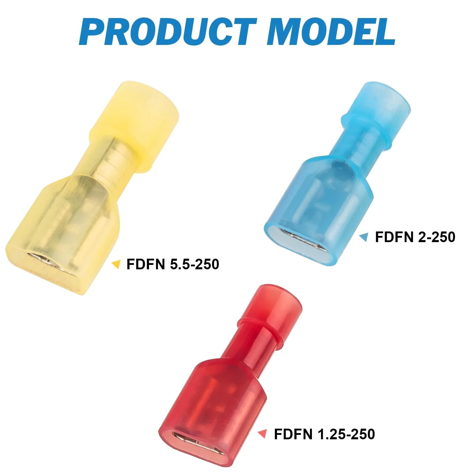 Premium 90 Piece Nylon Spade Wire Terminal Connector Kit for 12 10 AWG to 22 16 AWG - Yellow, Blue, Red Terminals