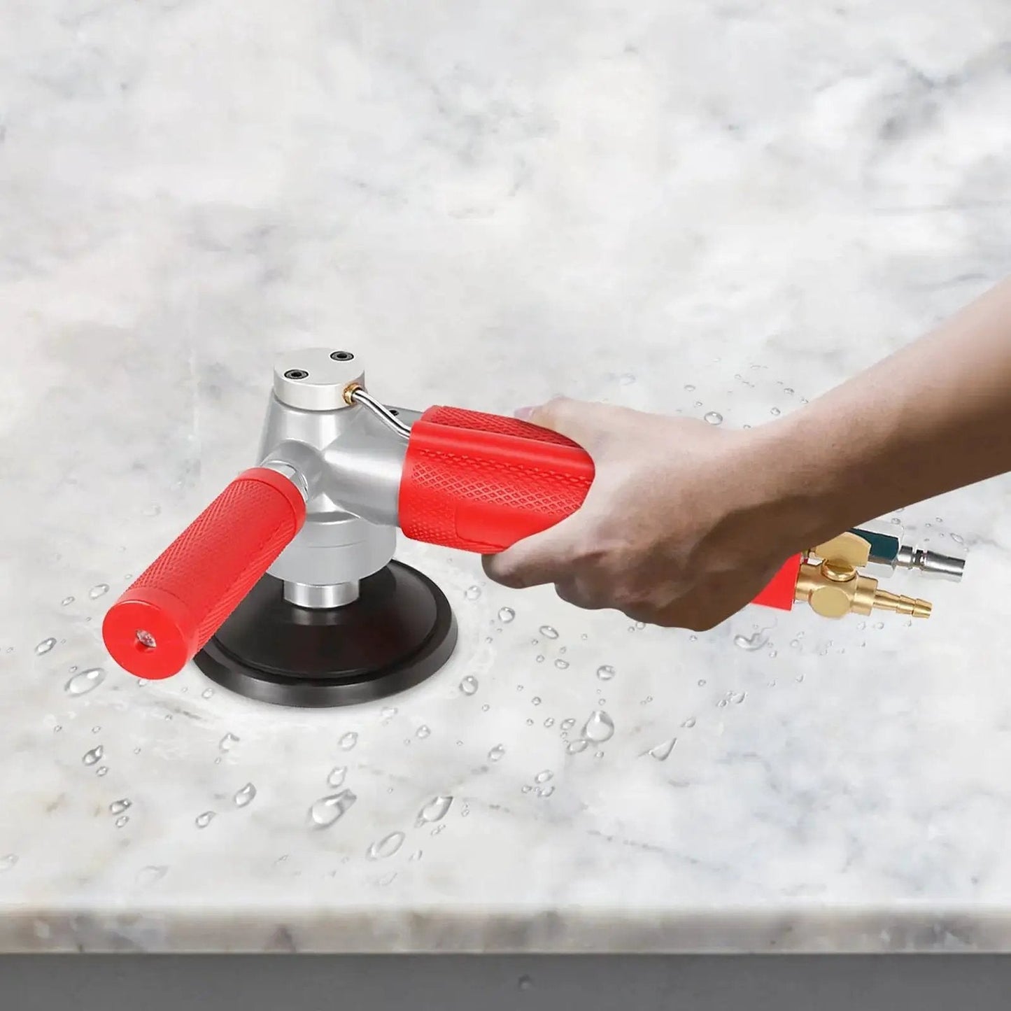 4 Inch Pneumatic Wet Stone Polisher with Water Jet for Marble Granite Concrete Polishing Air Sander 4300 RPM Pro Grade