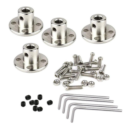 4 Piece 5mm Rigid Flange Shaft Coupling Set With 8 Screws 4 Allen Keys And 16 Stainless Screws Heavy Duty Metal Guide Shaft Support Coupler For Motor Connector And CNC 3D Printer