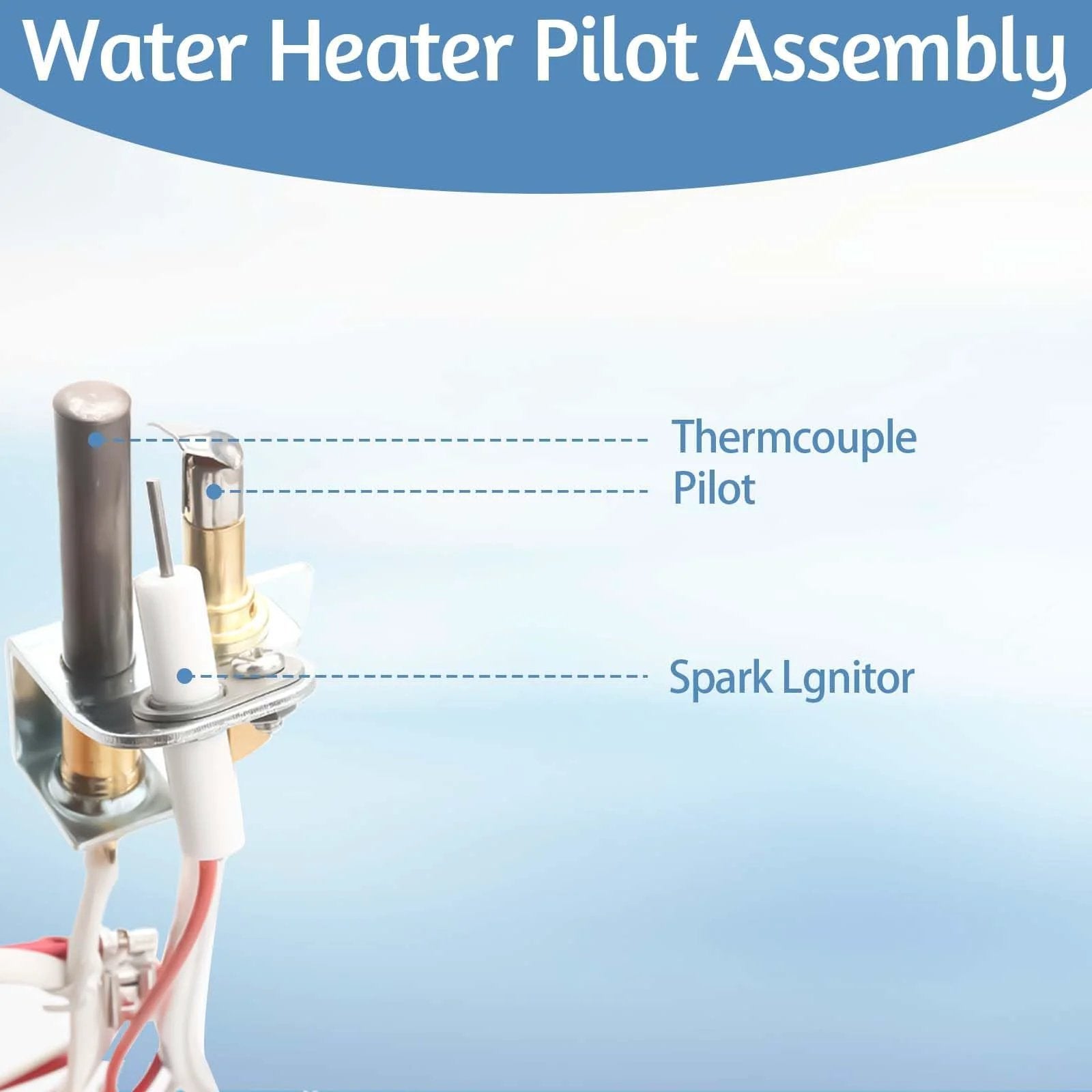 Water Heater Pilot Assembly Replacement Parts For Whirlpool 300 And 301 Series, includes thermocouple, pilot, spark ignitor