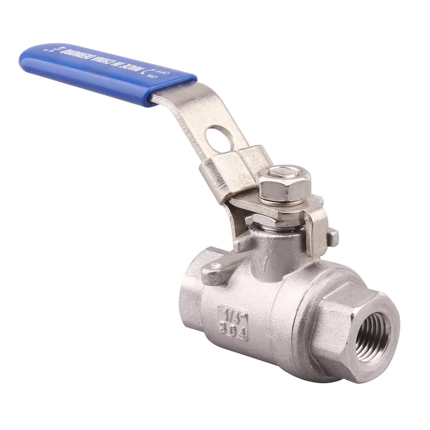 Heavy Duty Full Port Stainless Steel Ball Valve Set With Locking Device Two Pack 304 Grade For Water Oil Gas WOG One Quarter Inch NPT