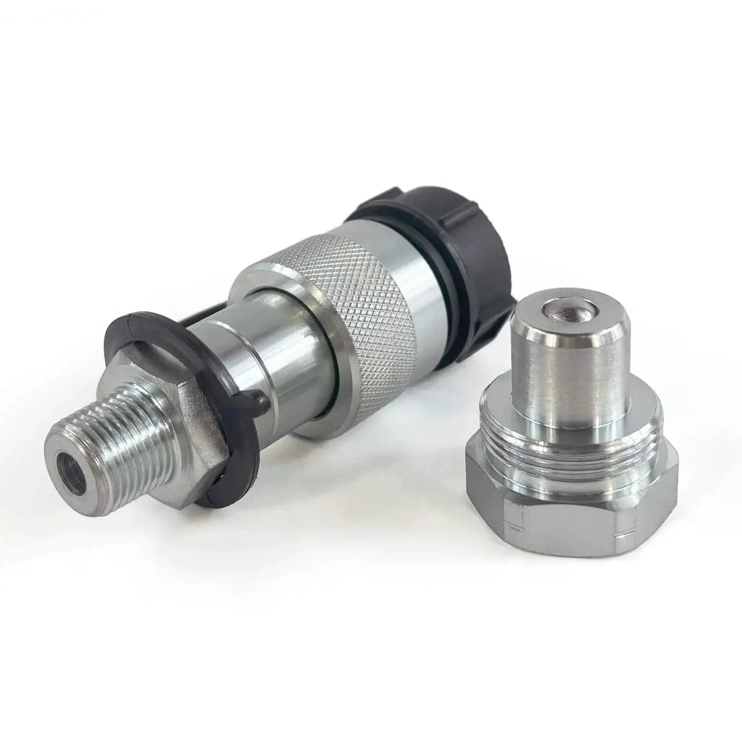 ISO 14540 3/8 NPT High Pressure Hydraulic Quick Coupler Set with Ball Valve, machined from solid steel, Enerpac C-604w replacement