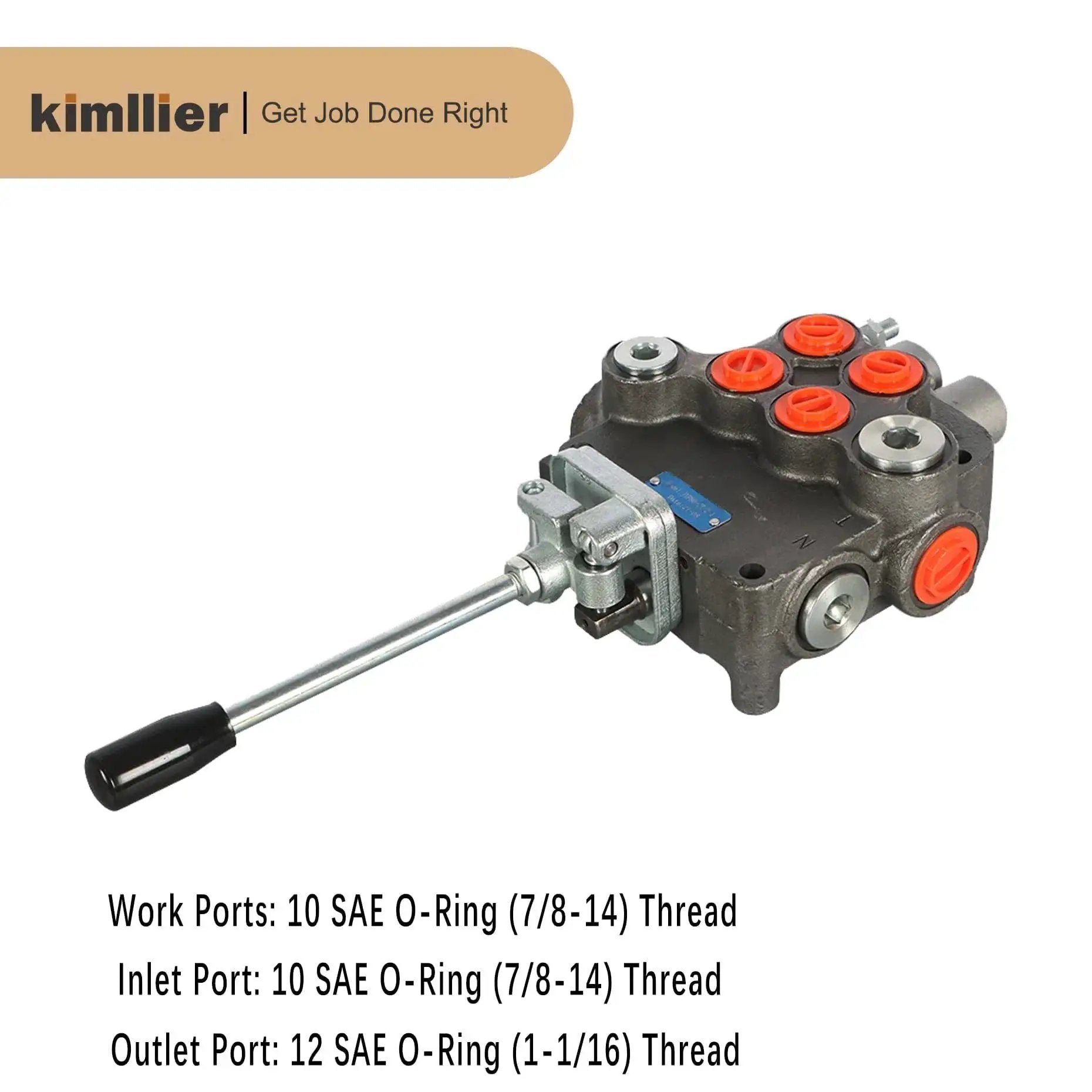 2 Spool Hydraulic Valve with Joystick Control for Heavy Equipment 21GPM Flow 3625PSI Relief by Kimllier, close-up view.