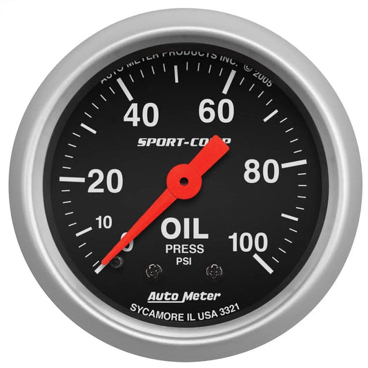 Sport Comp Mechanical Oil Pressure Gauge With 2.3125 Inch Dial For Street And Track Cars No Electrical Wiring Needed