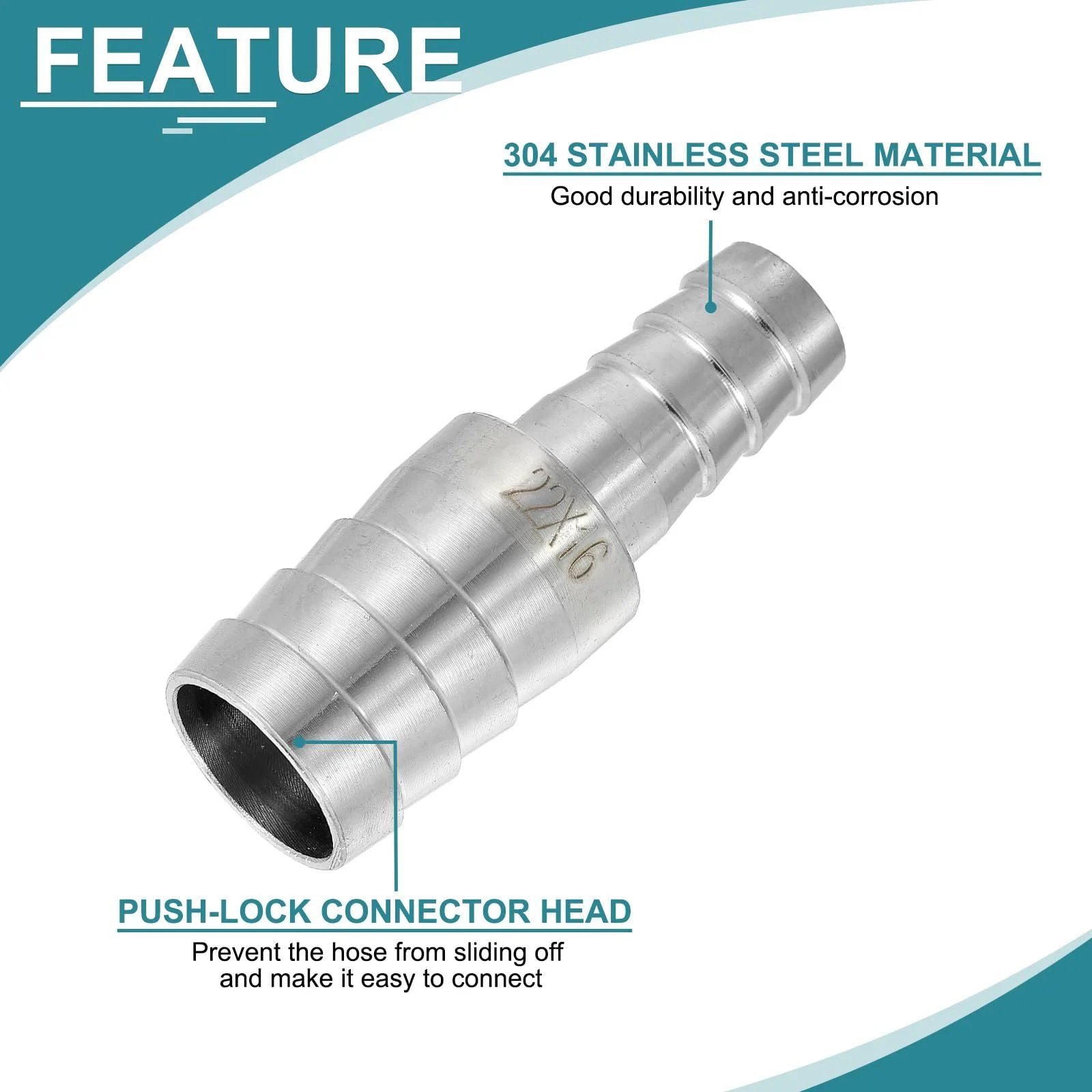 Stainless Steel Hose Barb Reducer Fittings Kit Two Pack Seven Eighths Inch To Five Eighths Inch 304 Stainless Sanitary Adapter