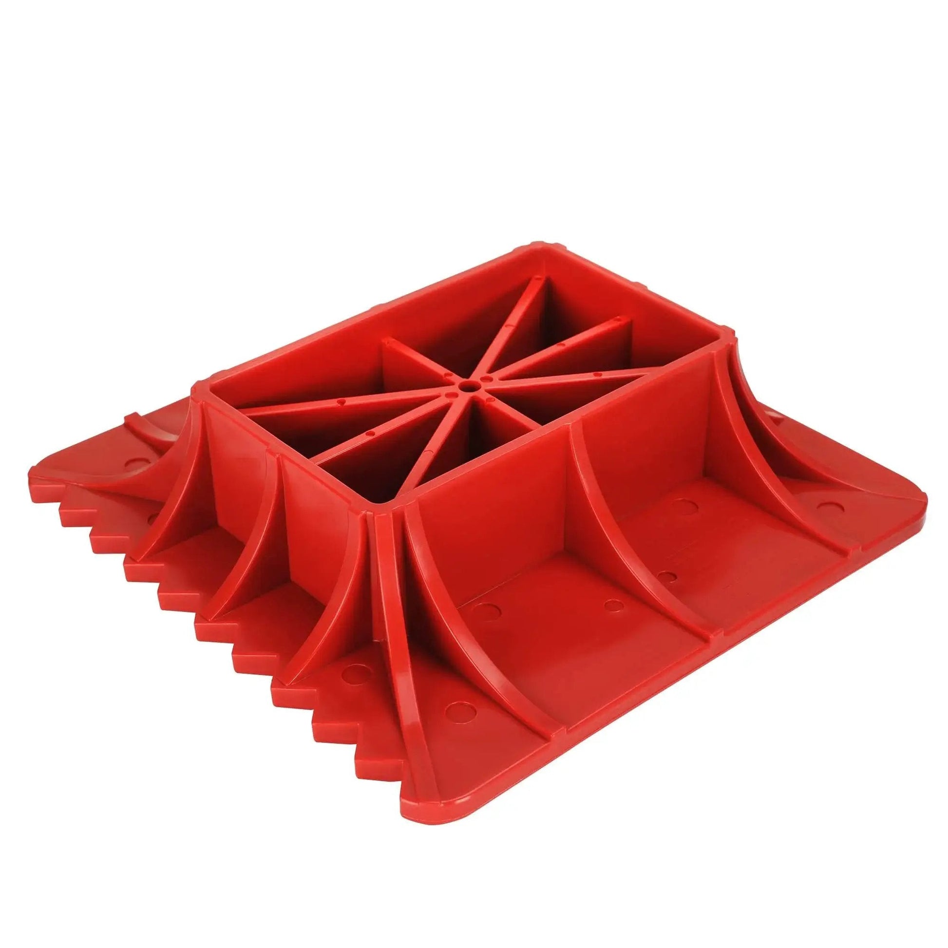 Off Road Base Jack Stand With PP Pad To Alleviate Hoist Sinkage For Most Jacks, red rectangular plastic pad with ridged design