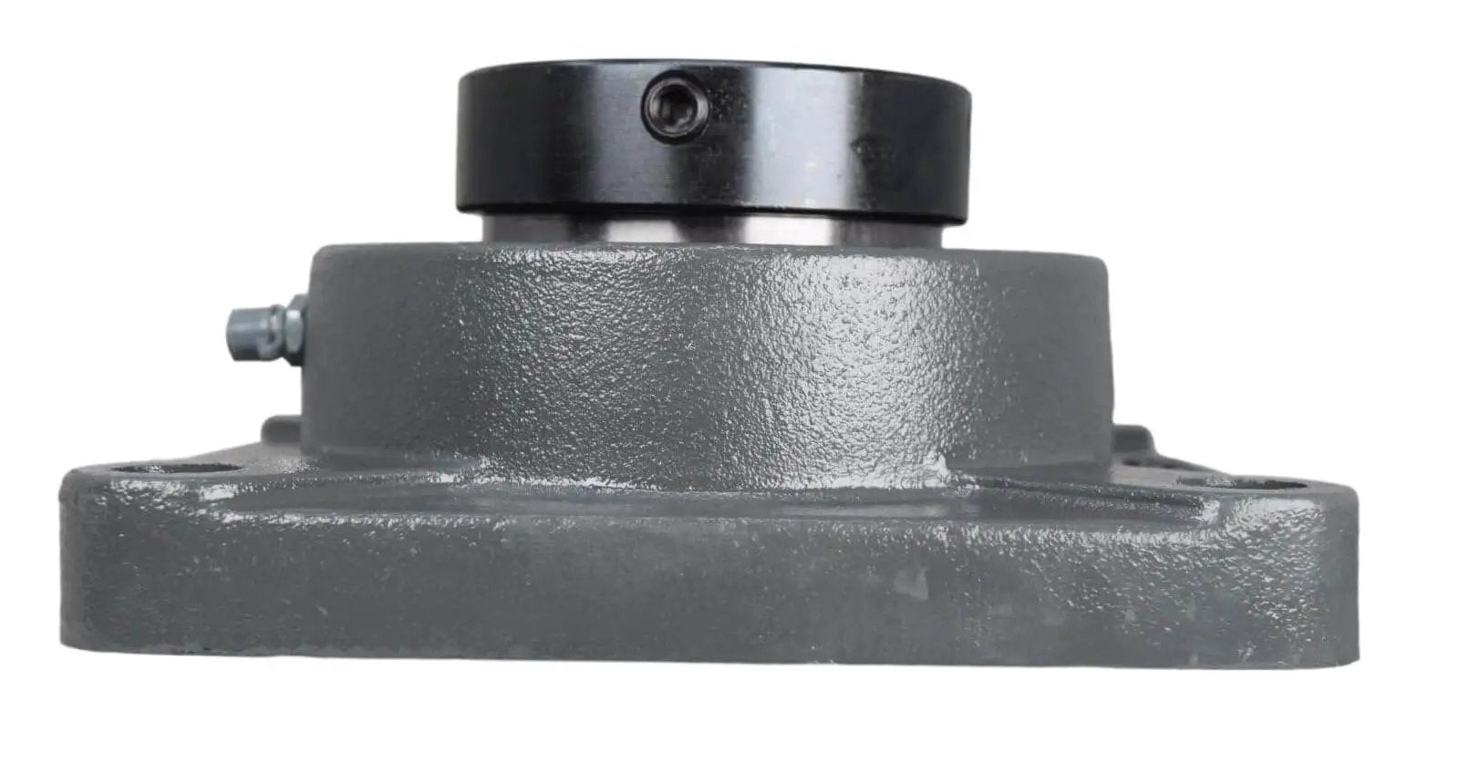 2-1/4 Inch Four Bolt Flange Bearing With Lock Collar Cam Lock Eccentric, cast iron housing, grease zerk, front view