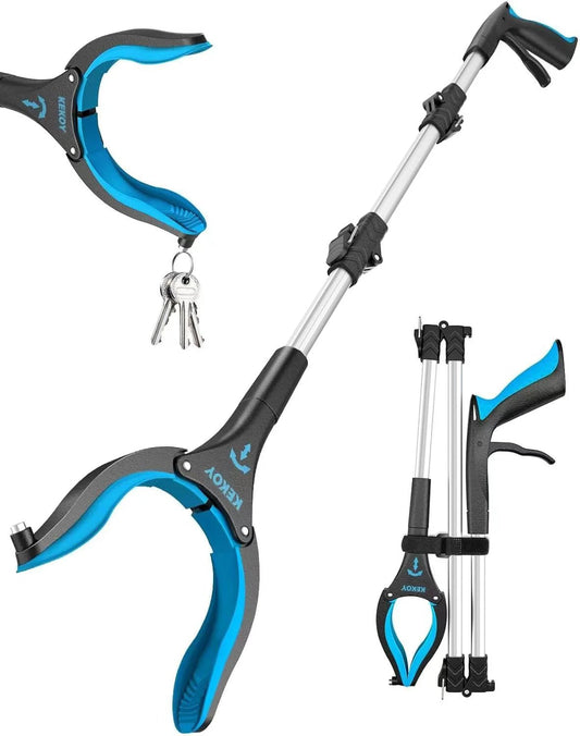 36 Inch Foldable Reacher Tool For Seniors With Anti Slip 360 Degree Rotating Jaw And Magnet 4 Inch Wide Extended Claw Grabber Pickup Stick For Disabled And After Surgery Recovery Easy Storage On Walker Or Wheelchair
