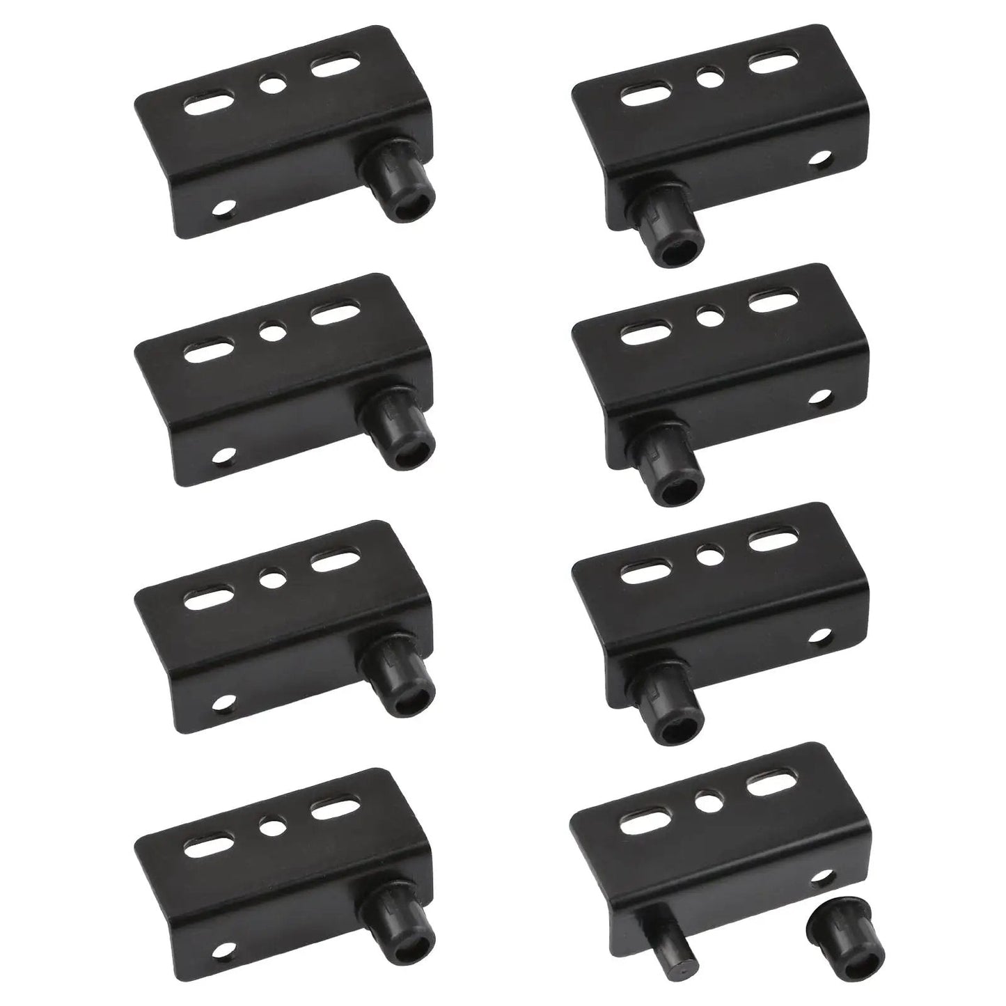 Concealed Shaft Cabinet Door Pivot Hinges In Iron Black, Four Sets With Pin And Bushing, Ready For Free Swinging Wood Doors