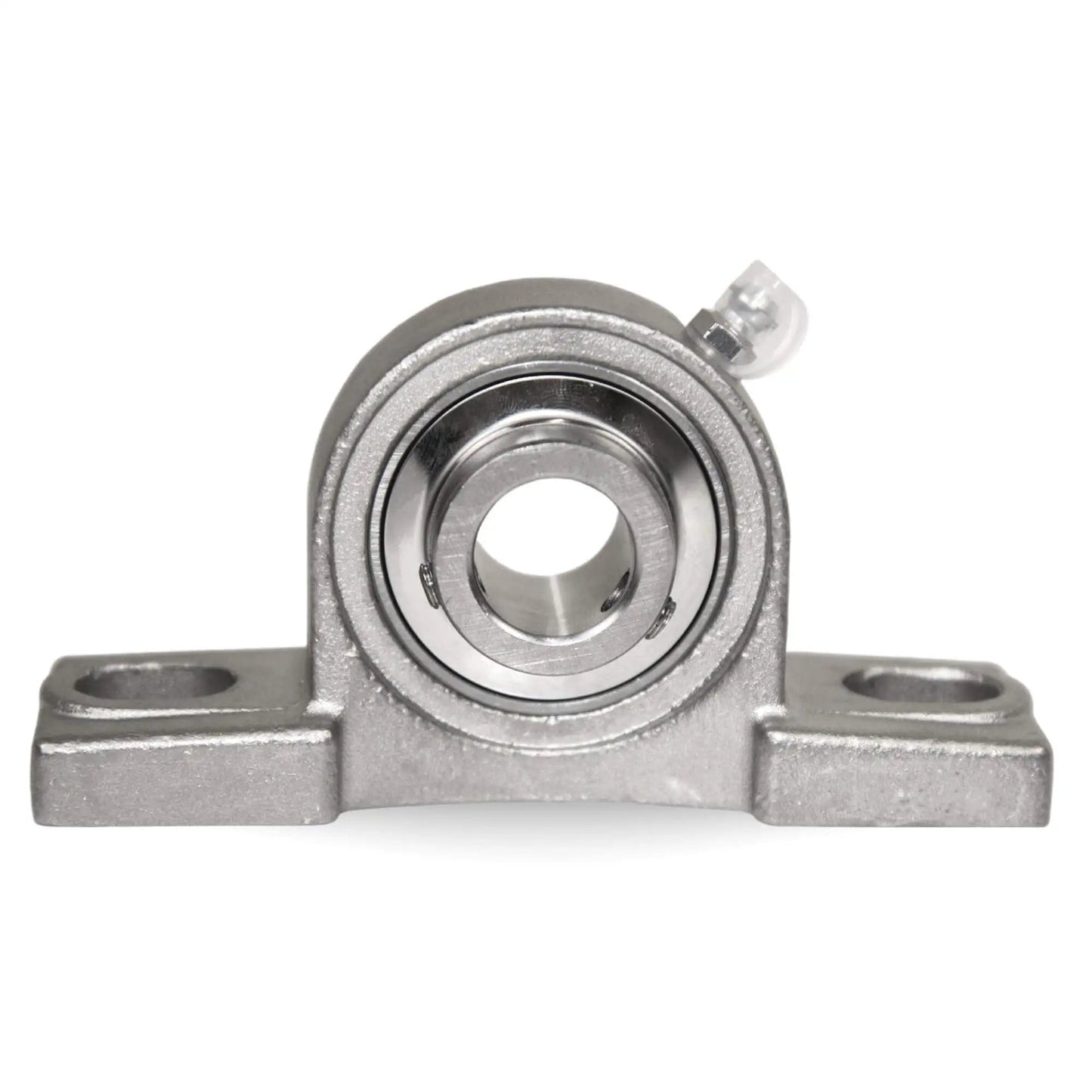 1-Inch Bore Twin-Pack Pillow-Block Bearing, Two-Bolt Flange-Mounted Stainless Steel Housing, front view