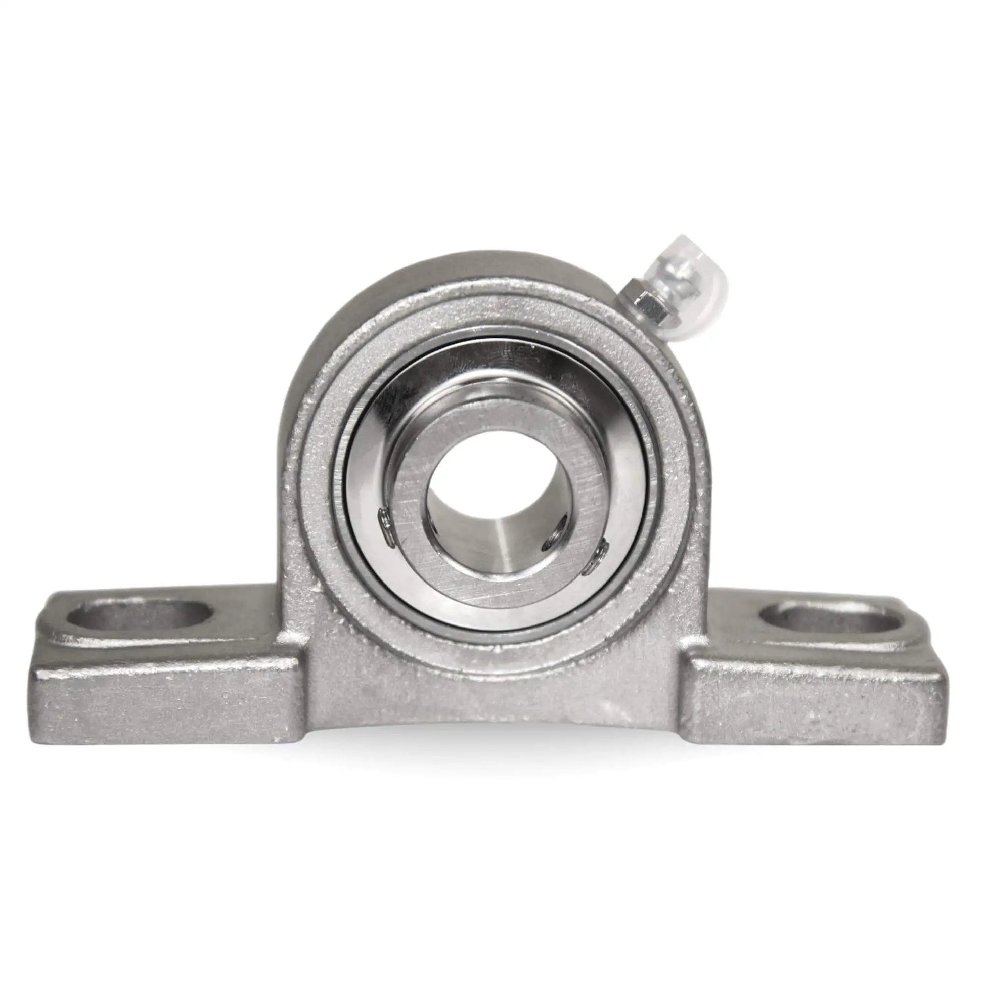 1-Inch Bore Twin-Pack Pillow-Block Bearing, Two-Bolt Flange-Mounted Stainless Steel Housing, front view