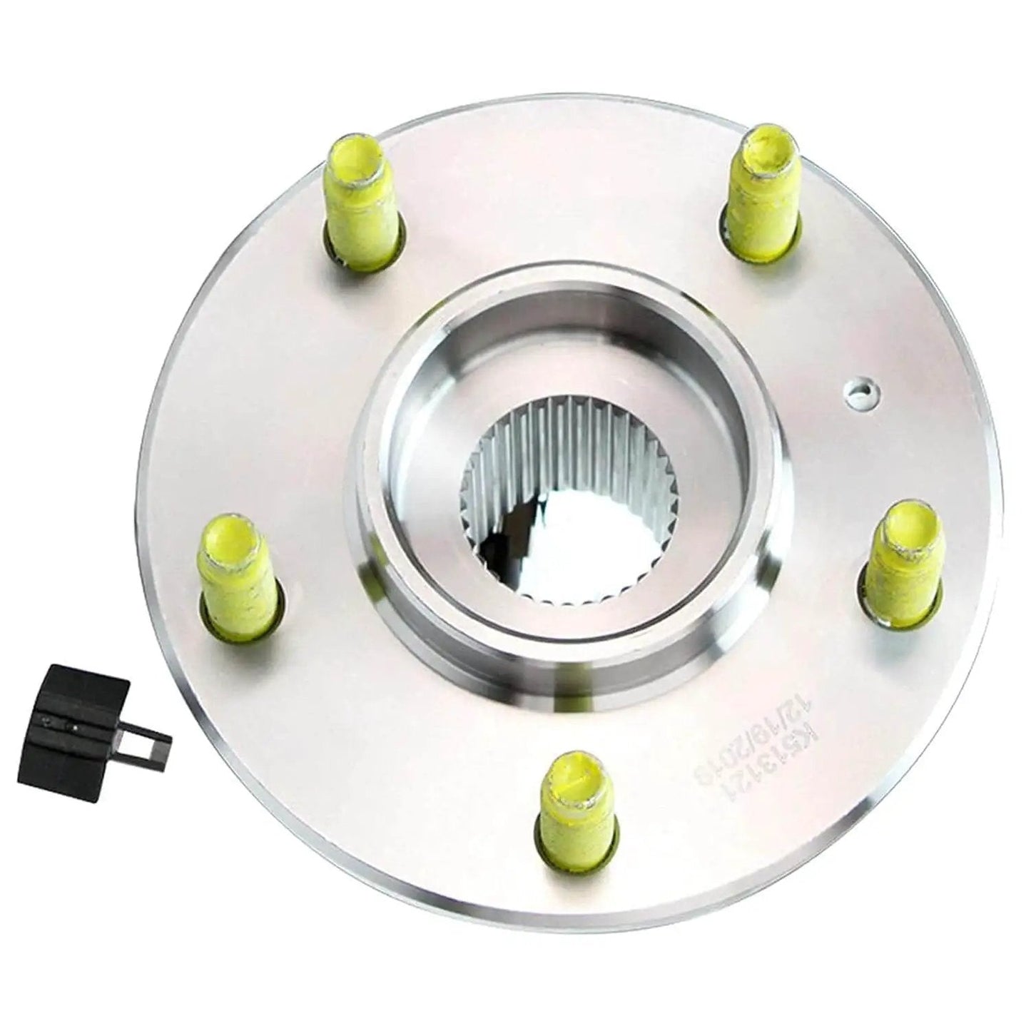 4pc Wheel Hub & Bearing Assemblies Front or Rear for 2000-2013 Chevy Impala, 1997-2008 Pontiac Grand Prix, top view with sensor plug
