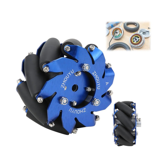 4 Inch Mecanum Wheel For Omnidirectional Robot Drive Right Wheel 50mm Supports 30kg Load 45 Degree Omni Wheel With Durable Aluminum Body And TPU Roller Bearings Includes Wheel Coupling For DIY Robot Car Builds