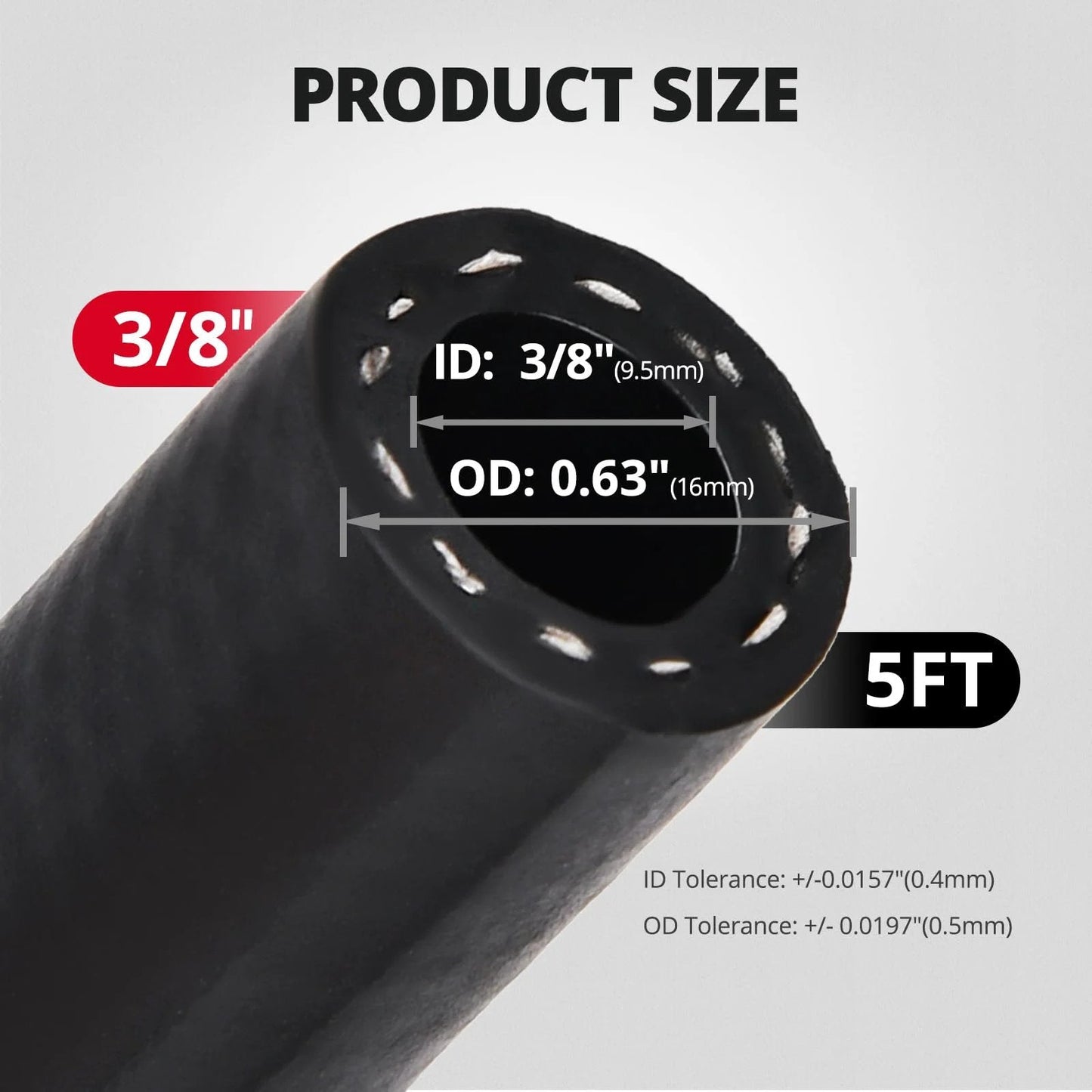Durable 3 Eighth Inch ID Transmission Hose For Oil And Hydraulic Fluid 5 Ft Long 250 PSI Working Pressure CPE Material