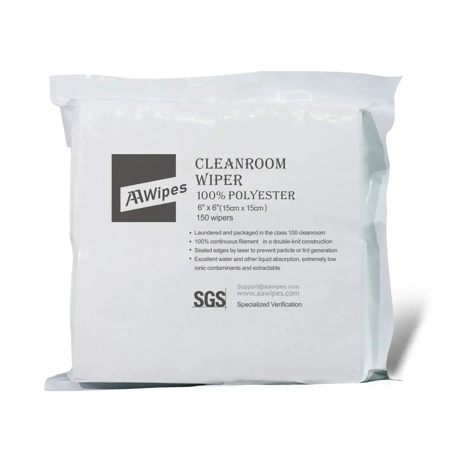 Ultra Soft Cleanroom Cloth Wipes 6x6 Inch 150 Count Polyester Microfiber in packaging