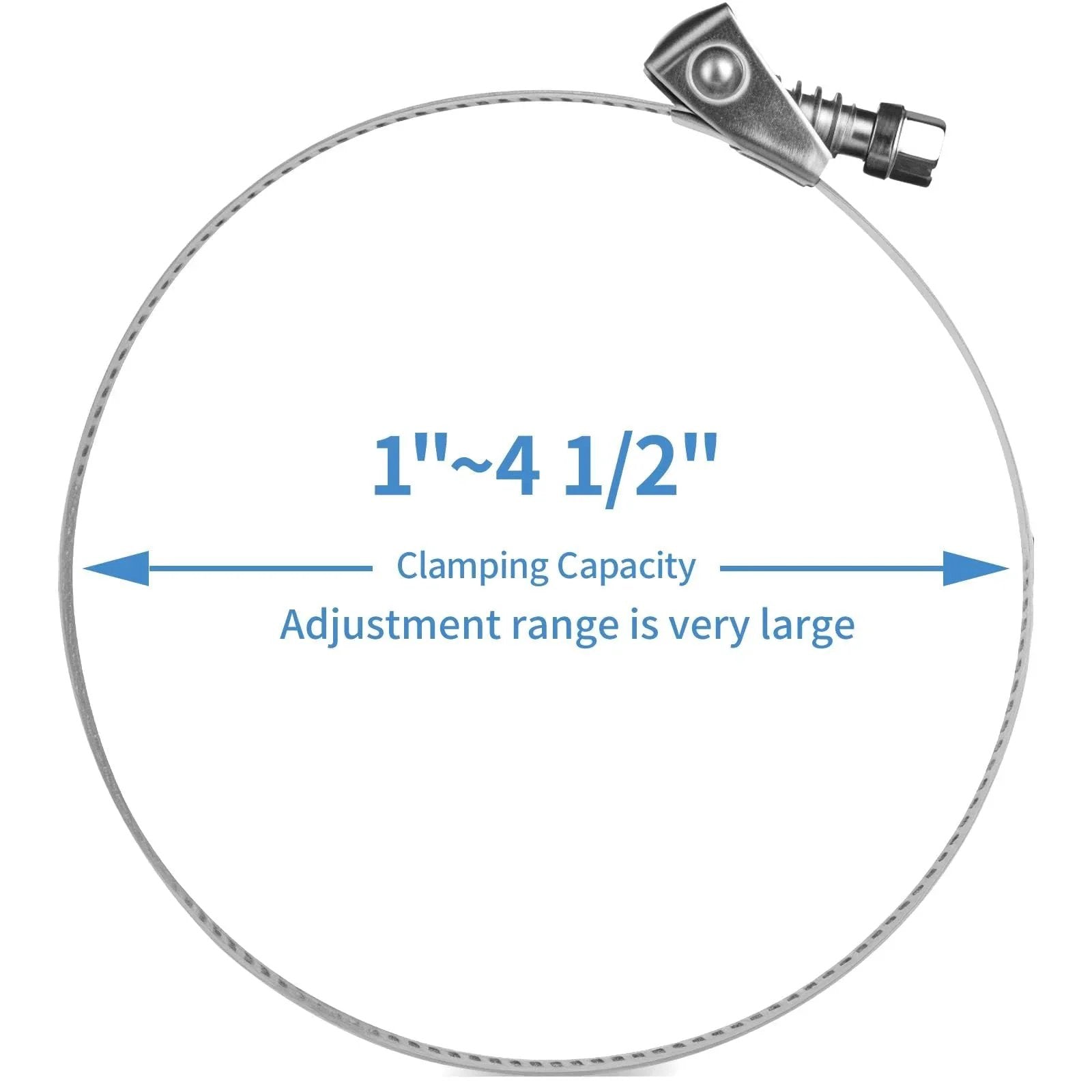 5 Pack Heavy Duty Quick Release Hose Clamps Stainless Steel From One To Four And One Half Inches Adjustable Range Large Worm Gear Clamps