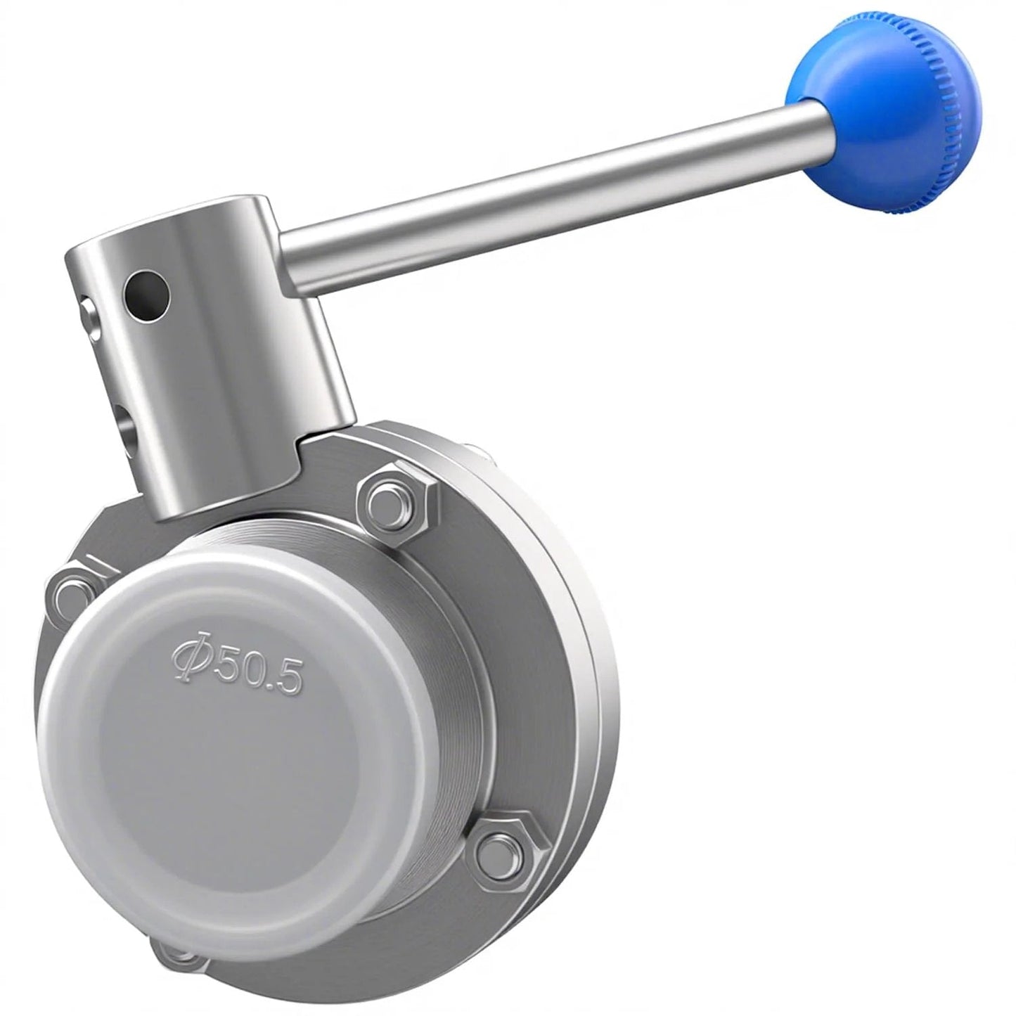 Set Of 2 1.5 Inch Sanitary Butterfly Valves With Pull Handle, 304 Stainless Steel Tri Clamp Clover, Fits 1.5 Inch Tube OD
