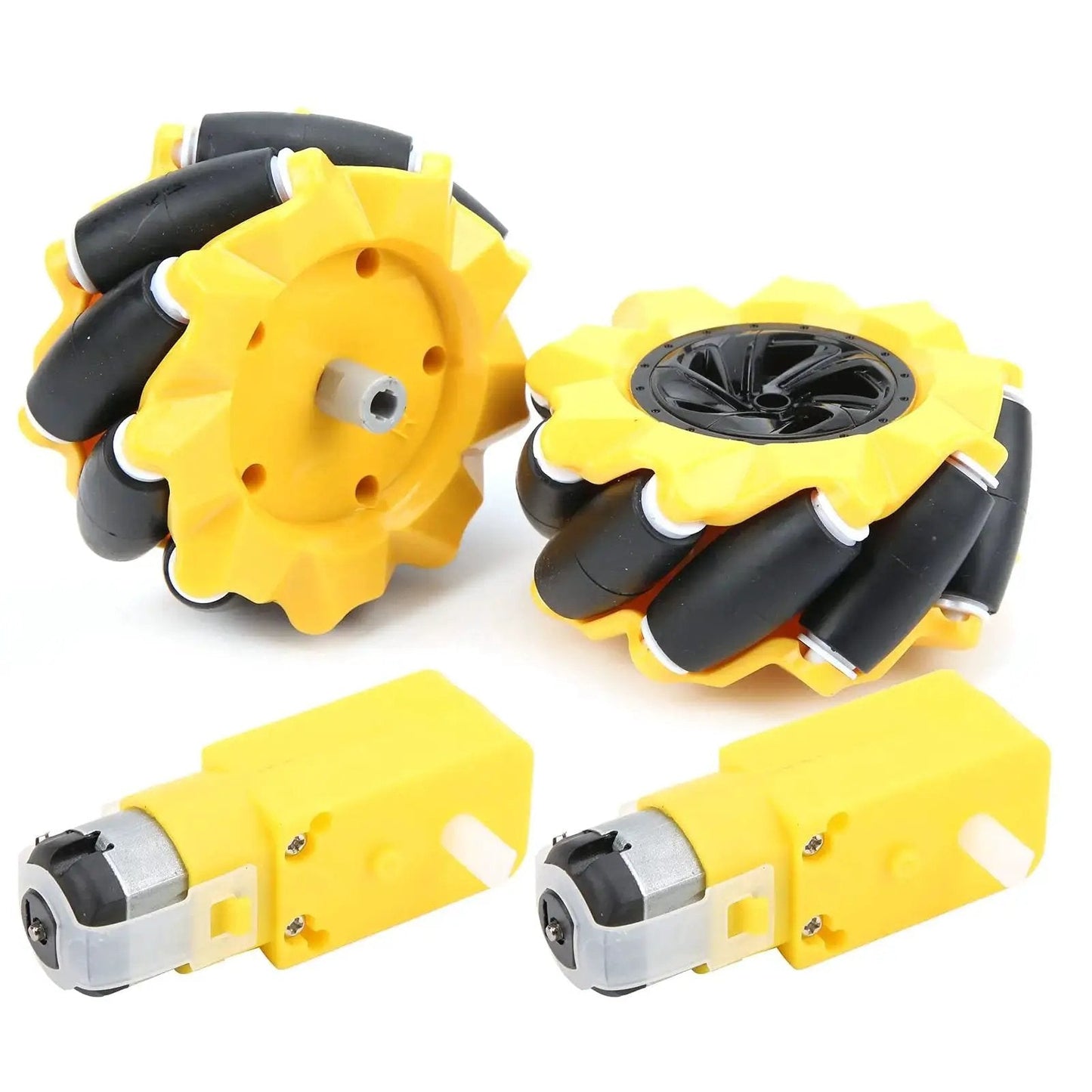 Mecanum Wheel Kit For TT Geared Motor Smart Robot Car Parts Accessories DIY Toy Components 80mm Rubber Coated Wheel In Yellow And Black