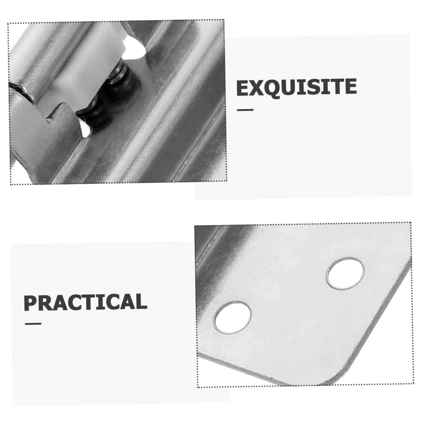 Close-up of Self Closing Inset Cabinet Hinges Flush Mount Design For Kitchen Bathrooms And Bedroom Cabinets Quiet Close Waterproof Durable Metal Hardware With High Load Bearing Easy Installation And Long Lasting Performance For Cabinet Doors, showcasing metal texture and installation holes.