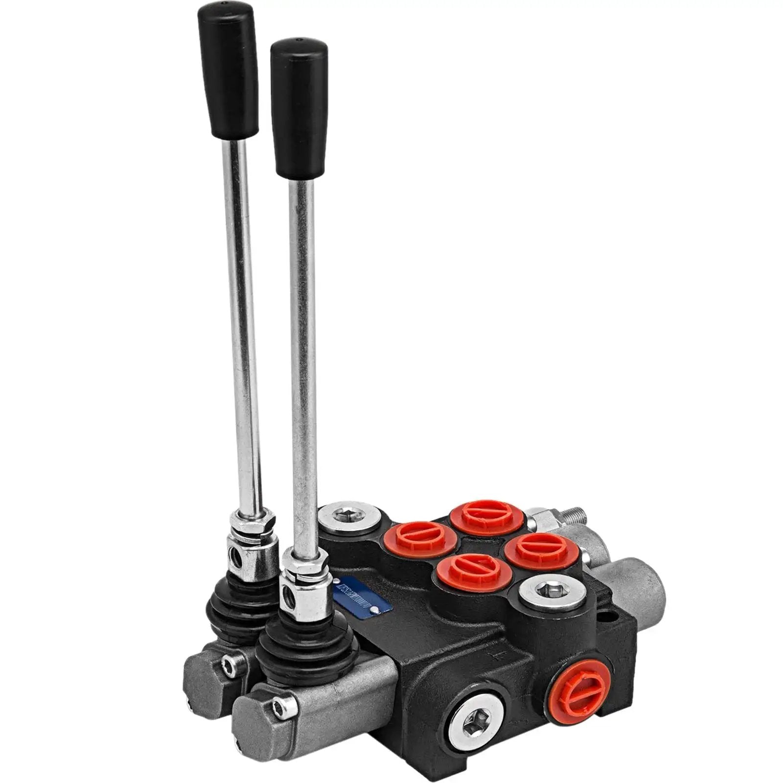 Two Spool Hydraulic Directional Control Valve for Double Acting Cylinders Heavy Duty Construction 11 GPM 3600 PSI SAE Port Black Cast Iron