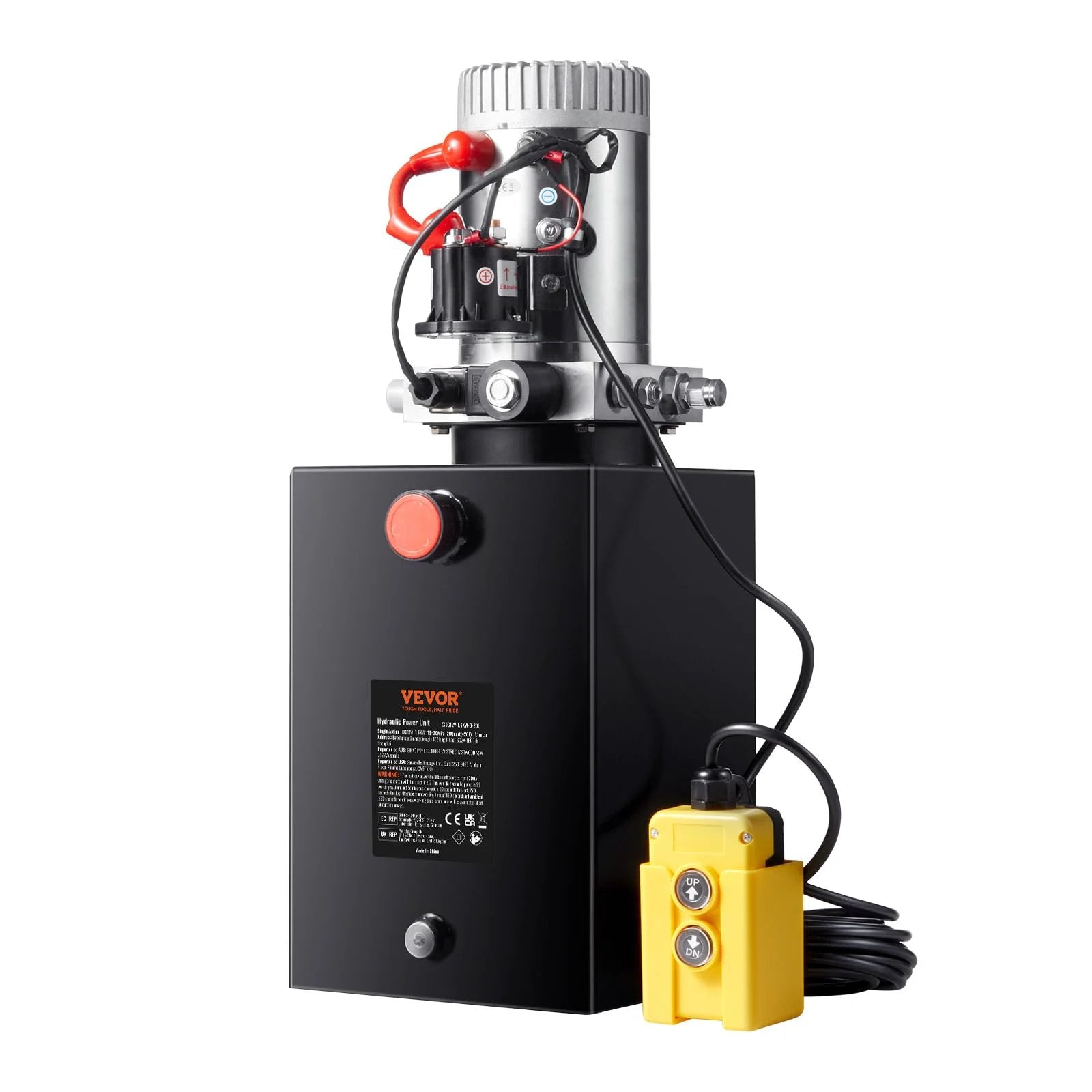 Beefy 20 Quart Hydraulic Dump Trailer Pump For 12V DC Systems, Single Acting Power Unit At 3200 PSI, SAE 6 Ports, Replacement Pump