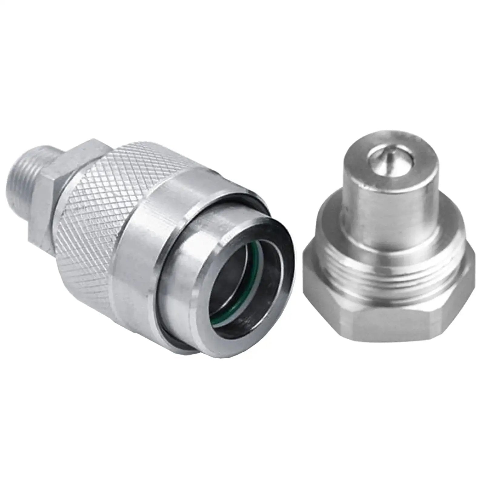 Three Eighths Inch Hydraulic Quick Coupler Set That Replaces Enerpac C604 And Parker 3000 Series, up to ten thousand PSI, includes dust caps