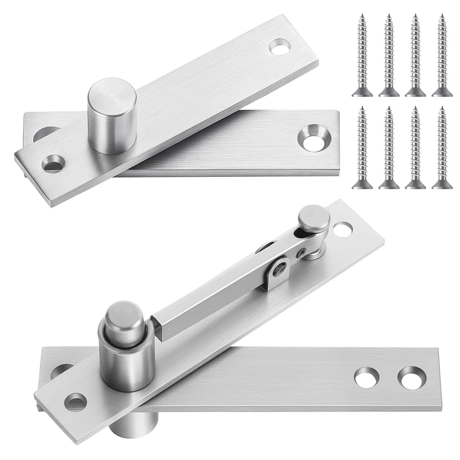 Heavy Duty Hidden Pivot Hinge For Wood Doors Stainless Steel With 360 Degree Rotation Invisible Door Hardware, screws included