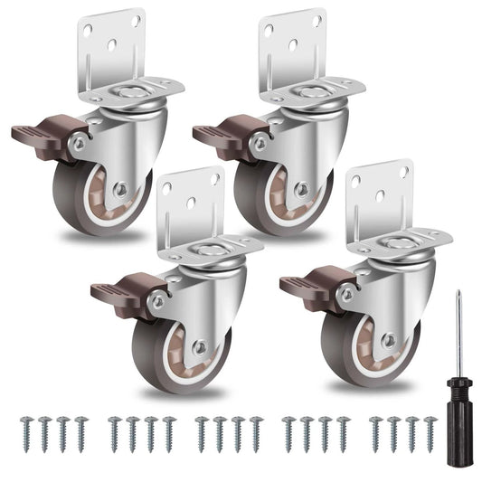 2 Inch L Shaped Side Mount Caster Wheels Set Of 4 With 360 Degree Swivel Ball Bearings Silent TPR Rubber Casters For Furniture Baby Beds Cabinets And Tables Light Duty Floor Friendly Cushioned Ride