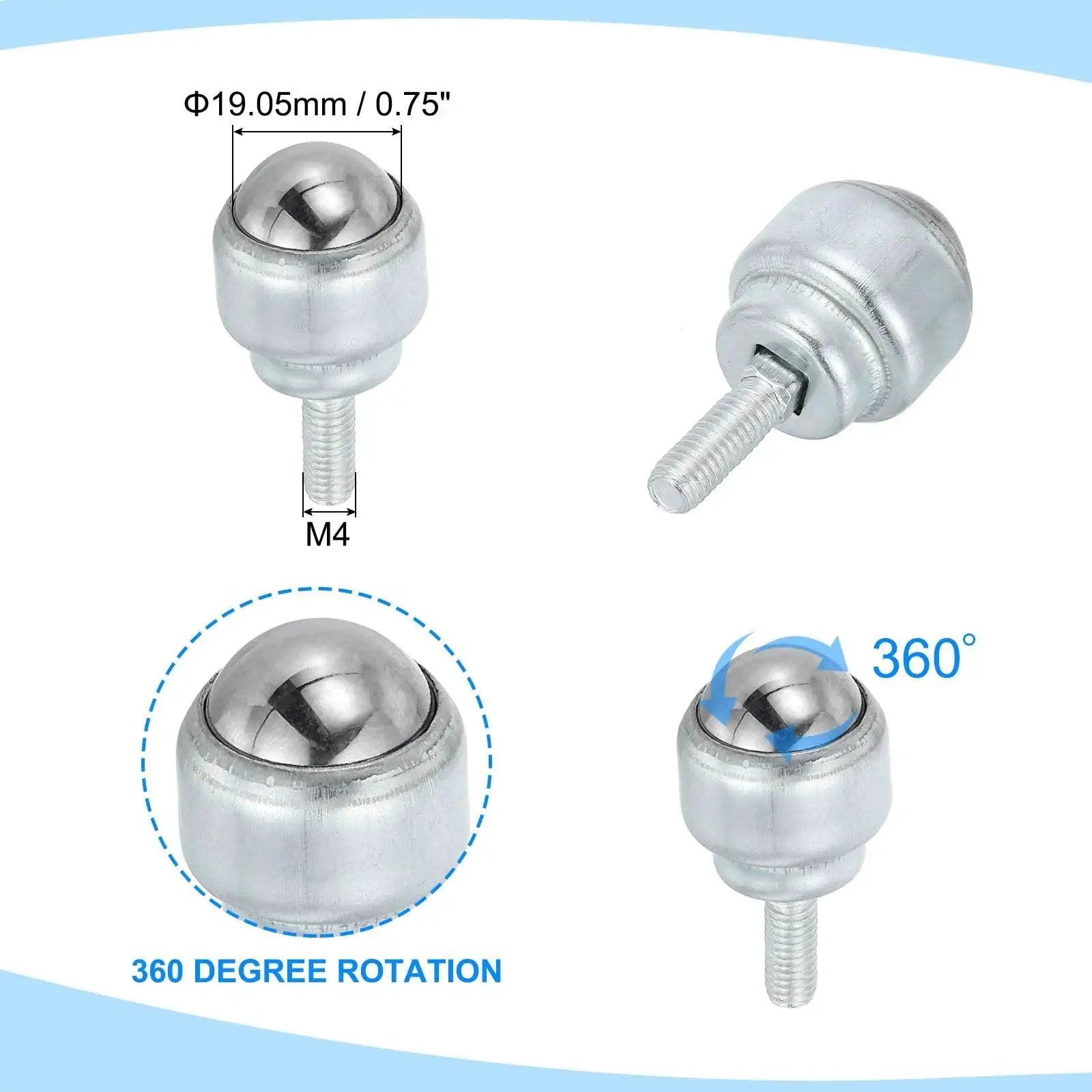 Roller Ball Transfer Bearing Three Quarters Inch Six Pieces Round Ball Transfer Unit Carbon Steel Caster with 360° rotation