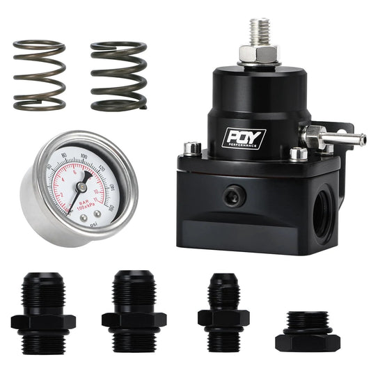 Adjustable EFI Fuel Pressure Regulator Kit Beefed-Up From 3 To 70 PSI With AN8 Feed Port And AN6 Return Port, Billet Aluminum