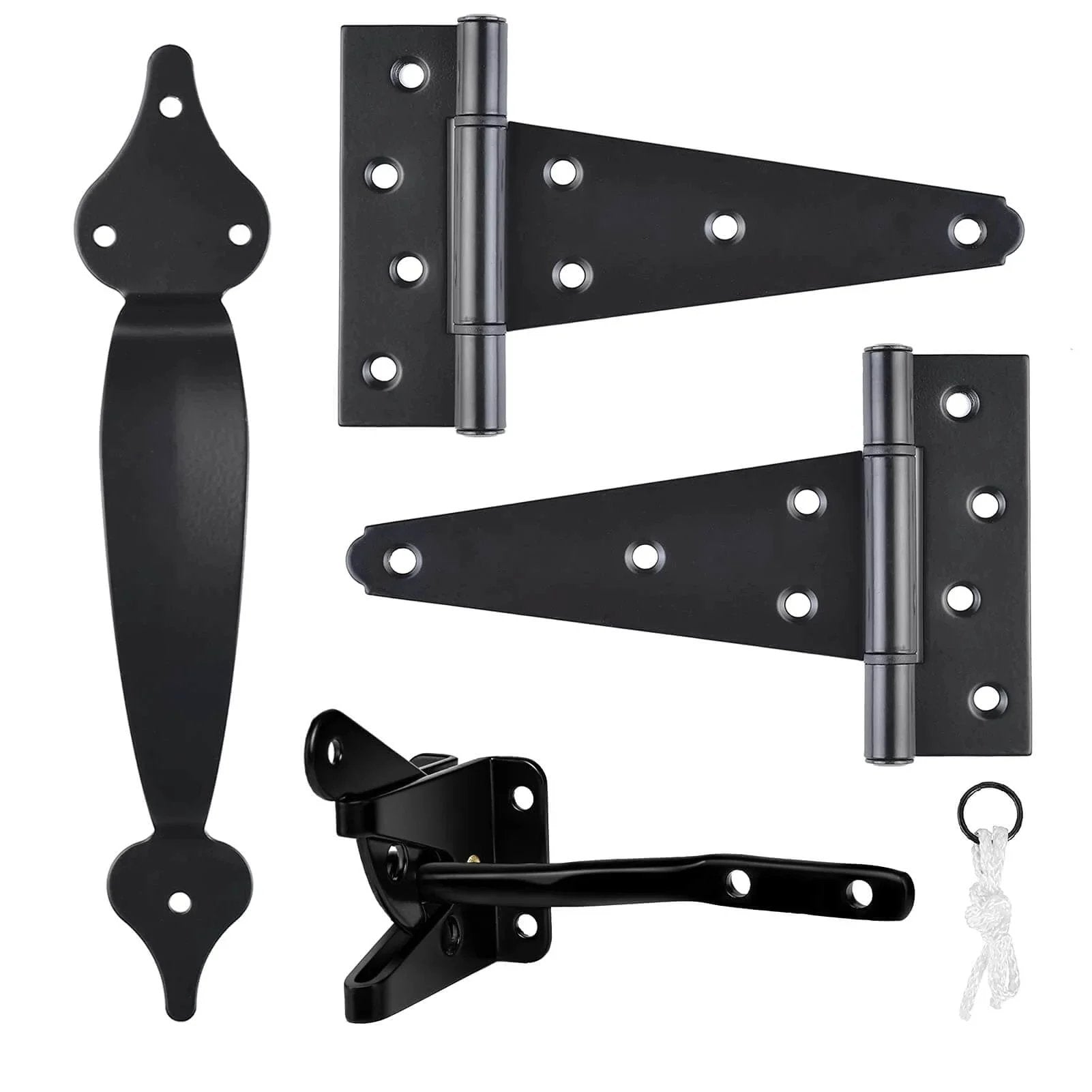 Heavy Duty Gate Hardware Kit With Self Locking Gate Latch 6 Inch T Strap Hinges And 10 Inch Gate Door Handle Pull Shed Door Hardware