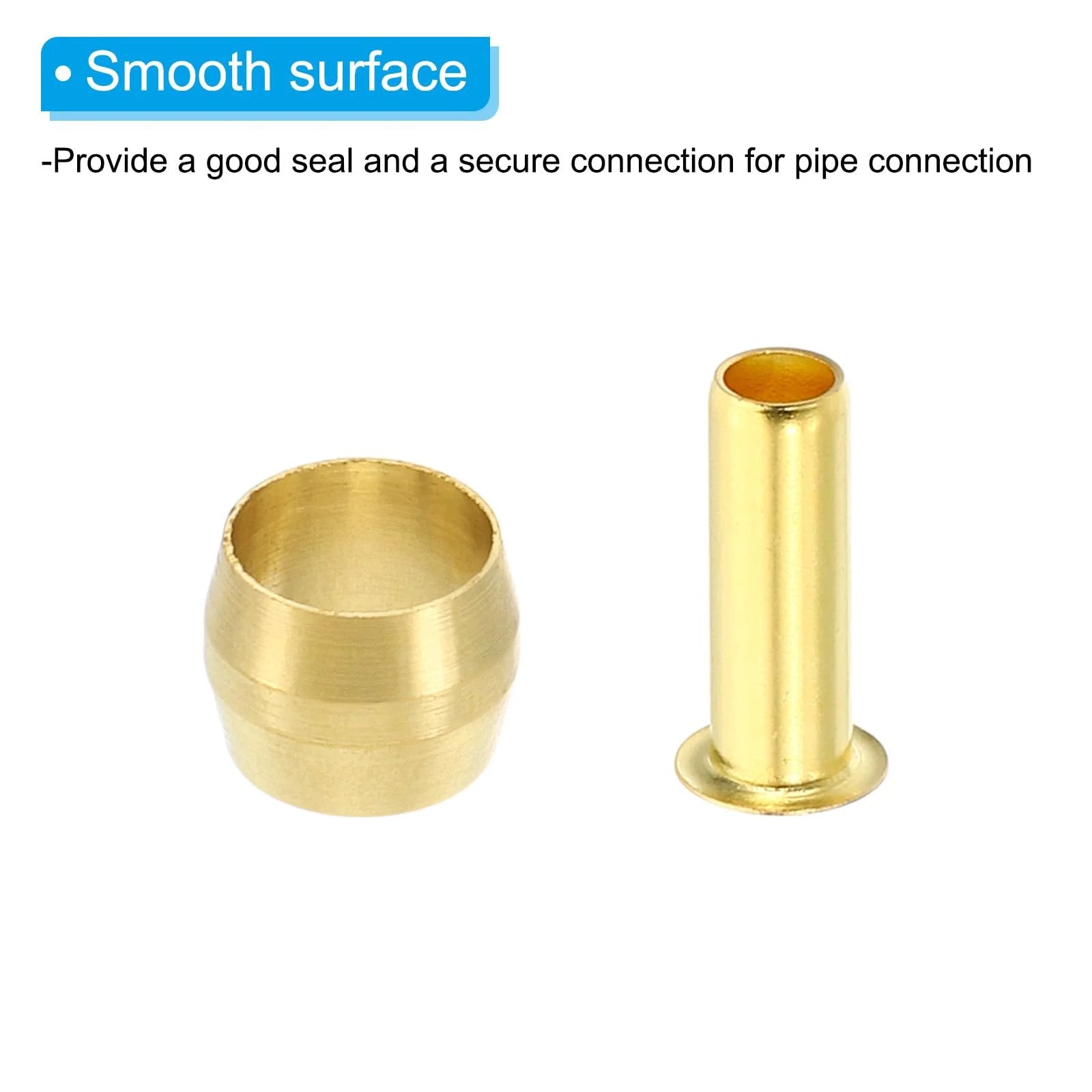 Brass Compression Ferrule Kit For One Quarter Inch OD Hose Tubing, 20 Pack, Brass Ferrule Sleeves For Air Water Gas Plumbing, Insert Fittings Assortment, Replacement Kit By PATIKIL.