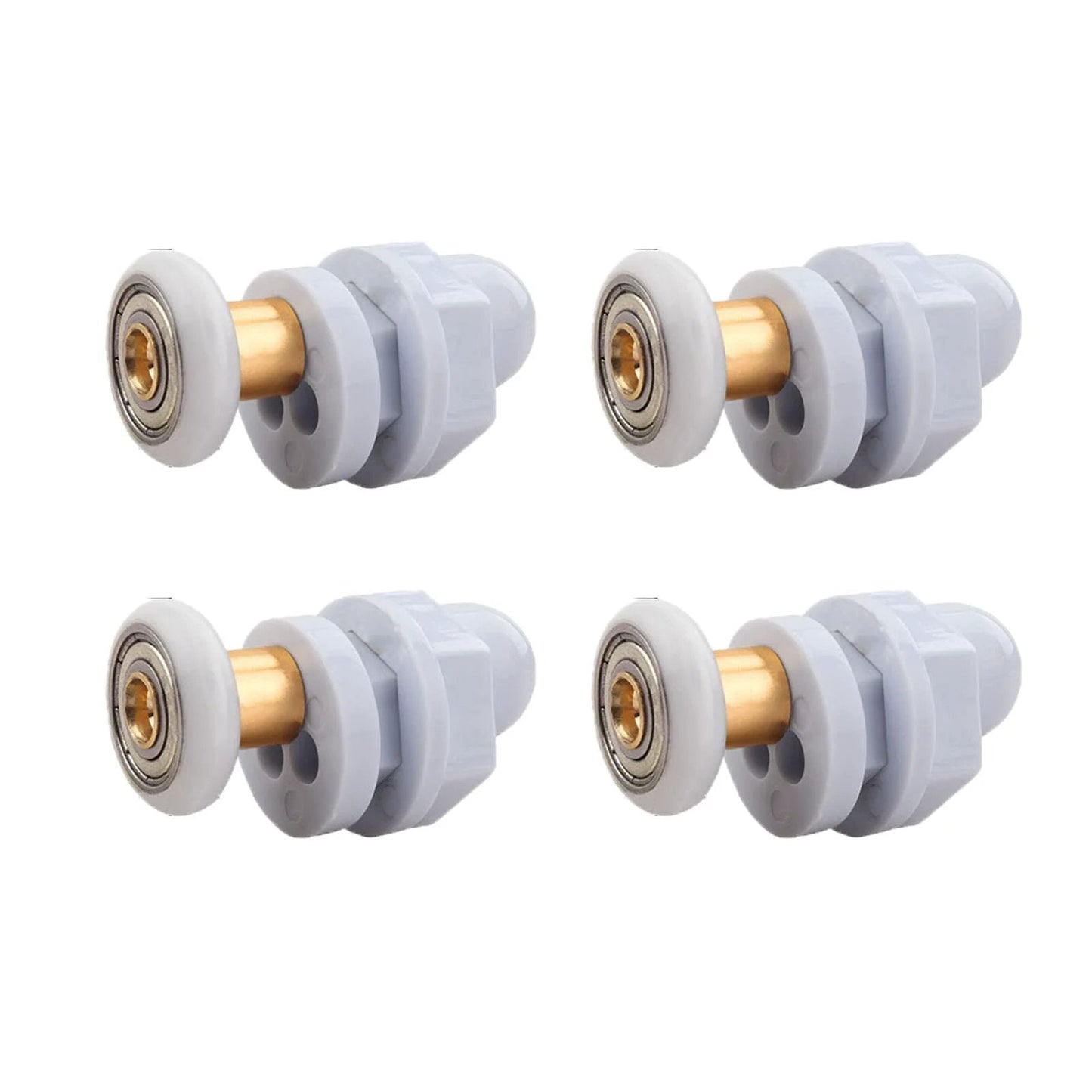 4PCS 19mm shower door rollers replacement with copper rod pulley, nylon runners and stainless steel hardware