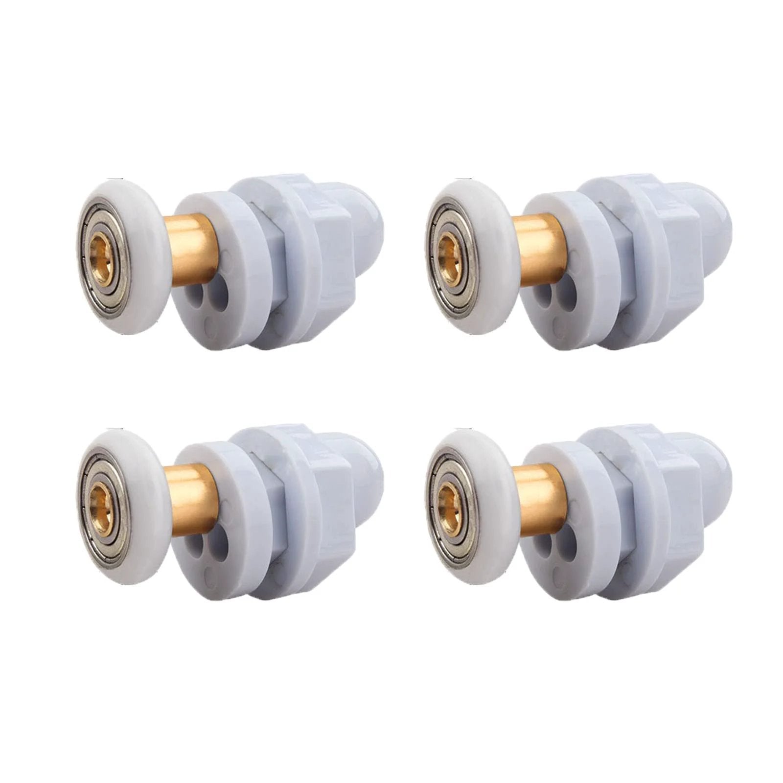 4PCS 19mm shower door rollers replacement with copper rod pulley, nylon runners and stainless steel hardware