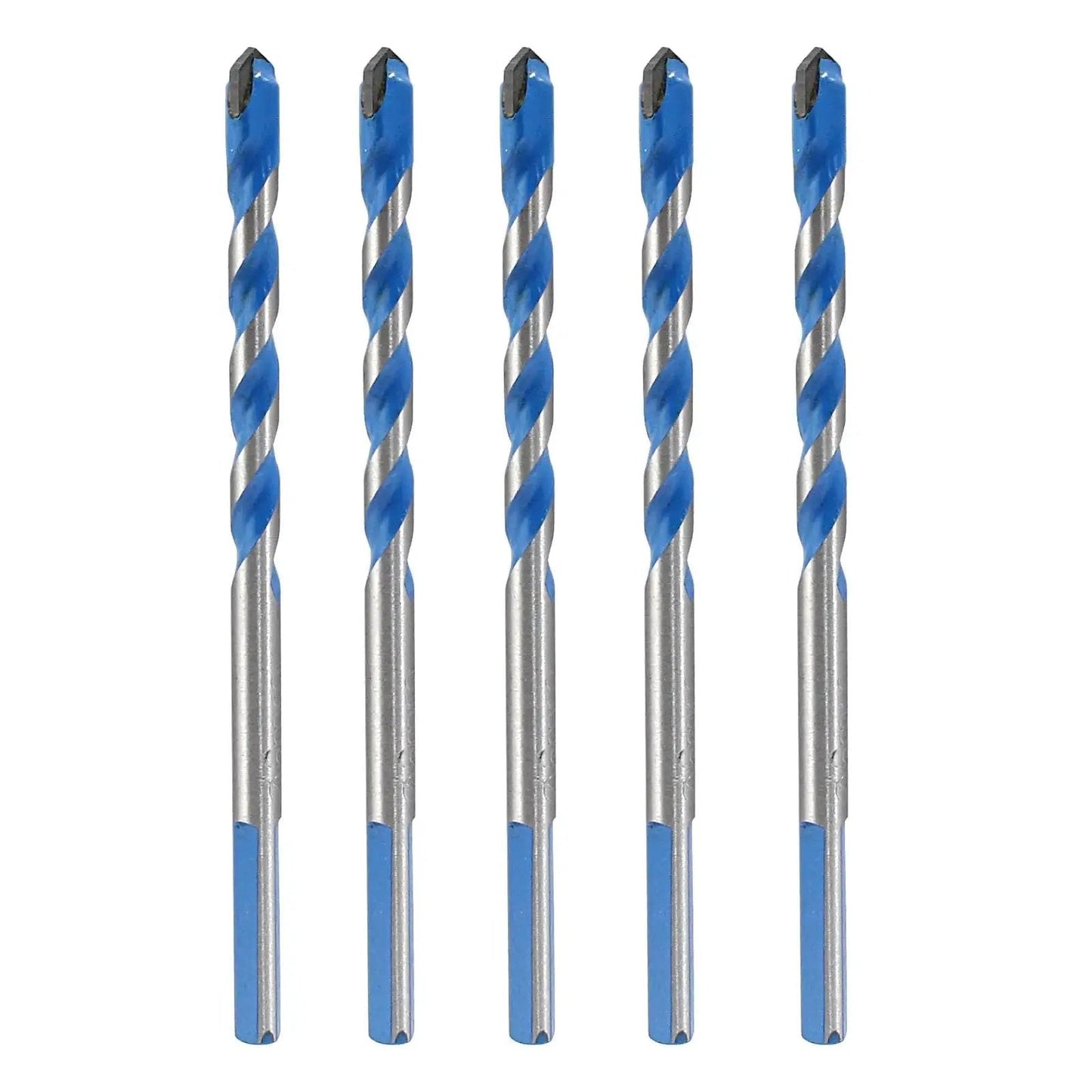 Five Piece 6mm Masonry Drill Bits Set Carbide 0.24 Inch For Concrete Tile Glass Ceramic Brick And Wood With 100mm Total Length And 54mm Flute Length