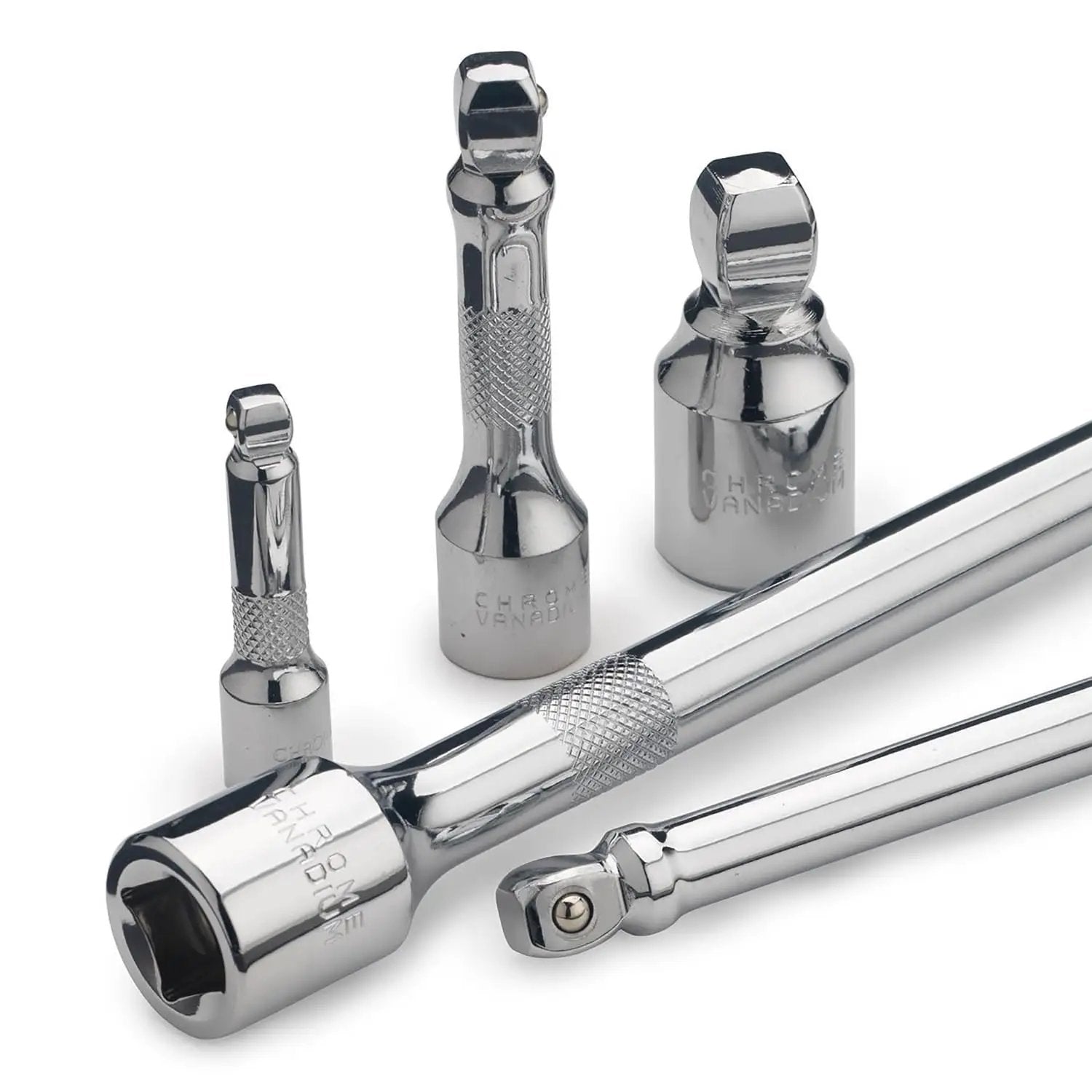 Nine Piece Grab And Go Wobble Extension Bar Set for Sockets With 16 Degree Convex Anvil, Chrome Vanadium Steel Construction