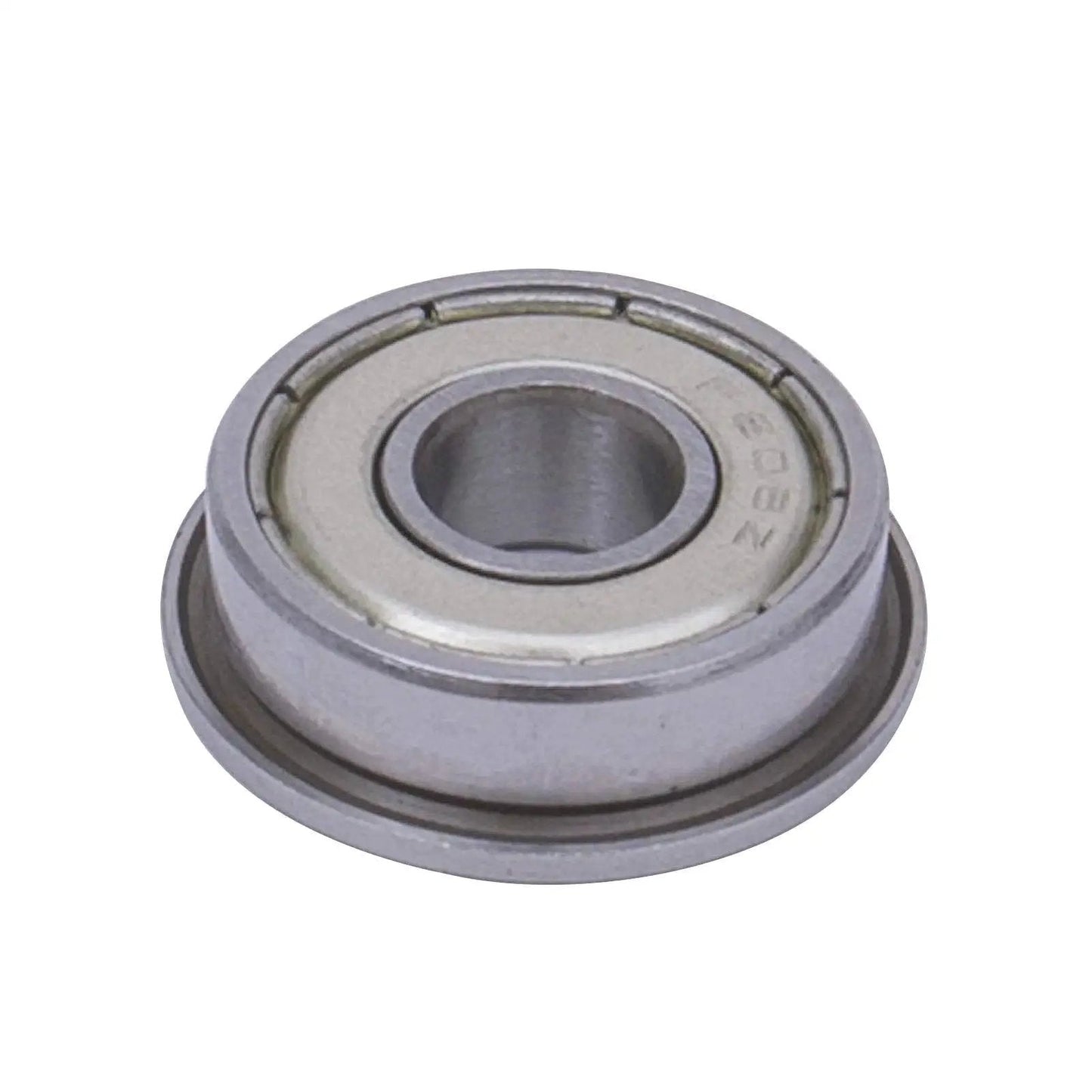 Flange Deep Groove Ball Bearing 8x22x7mm F608 ZZ close-up, shielded, for machinery projects, offers low noise, high speed capability.