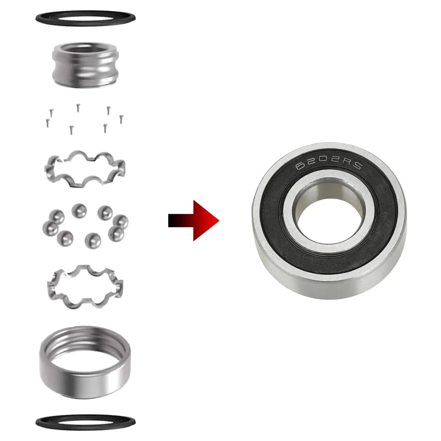 Exploded view of Mini Bike Wheel Bearings Dual Front And Rear For Coleman CT200U Trail 200 BT200X CT200U-EX Baja Warrior MB165 MB200