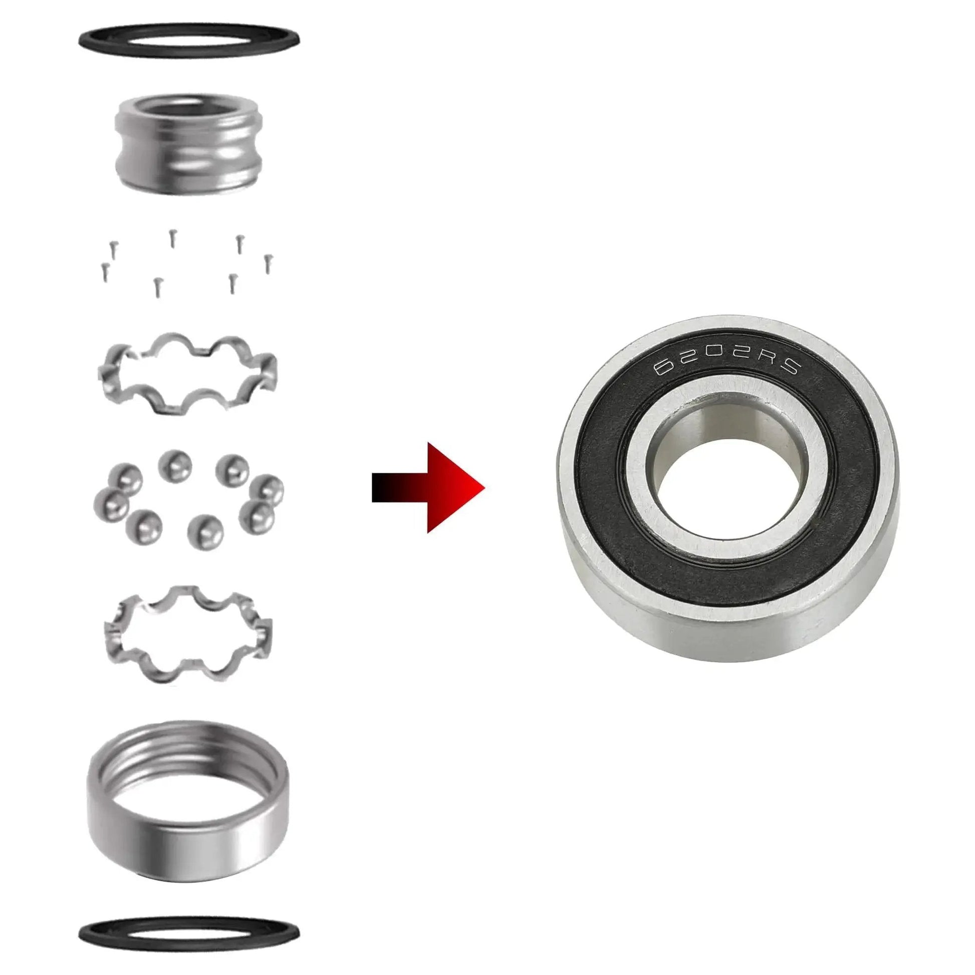 Exploded view of Mini Bike Wheel Bearings Dual Front And Rear For Coleman CT200U Trail 200 BT200X CT200U-EX Baja Warrior MB165 MB200