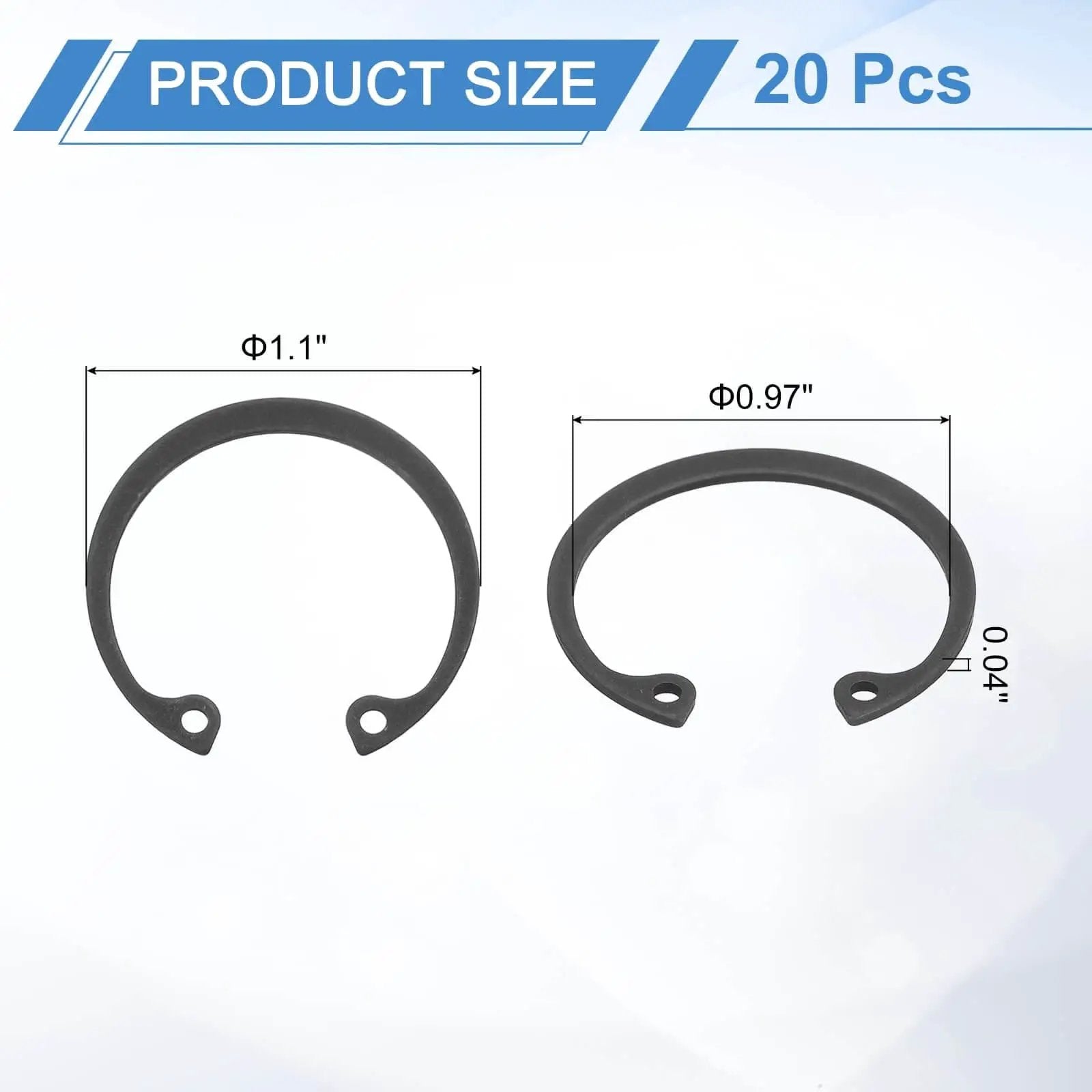 Built To Last Heavy Duty 1 Inch Internal Retaining Ring Circlip Set Of 20 For Grooved Shafts And Studs 65Mn Spring Steel Black