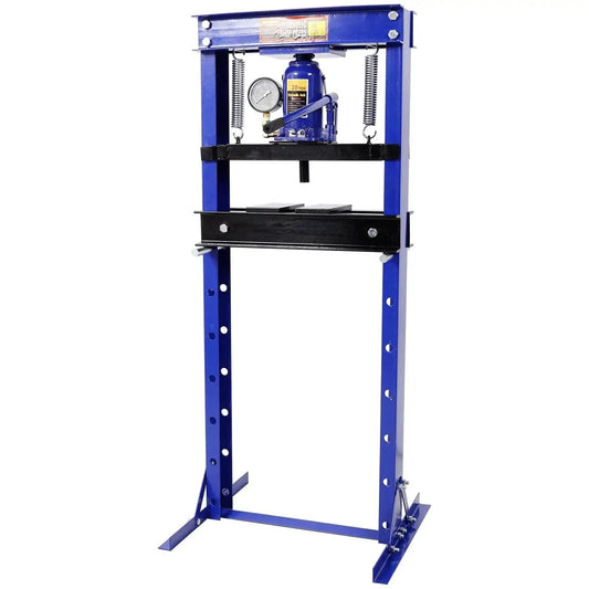20 Ton Hydraulic Floor Press With Gauge H Frame For Ball Joints And Bushings in blue steel construction